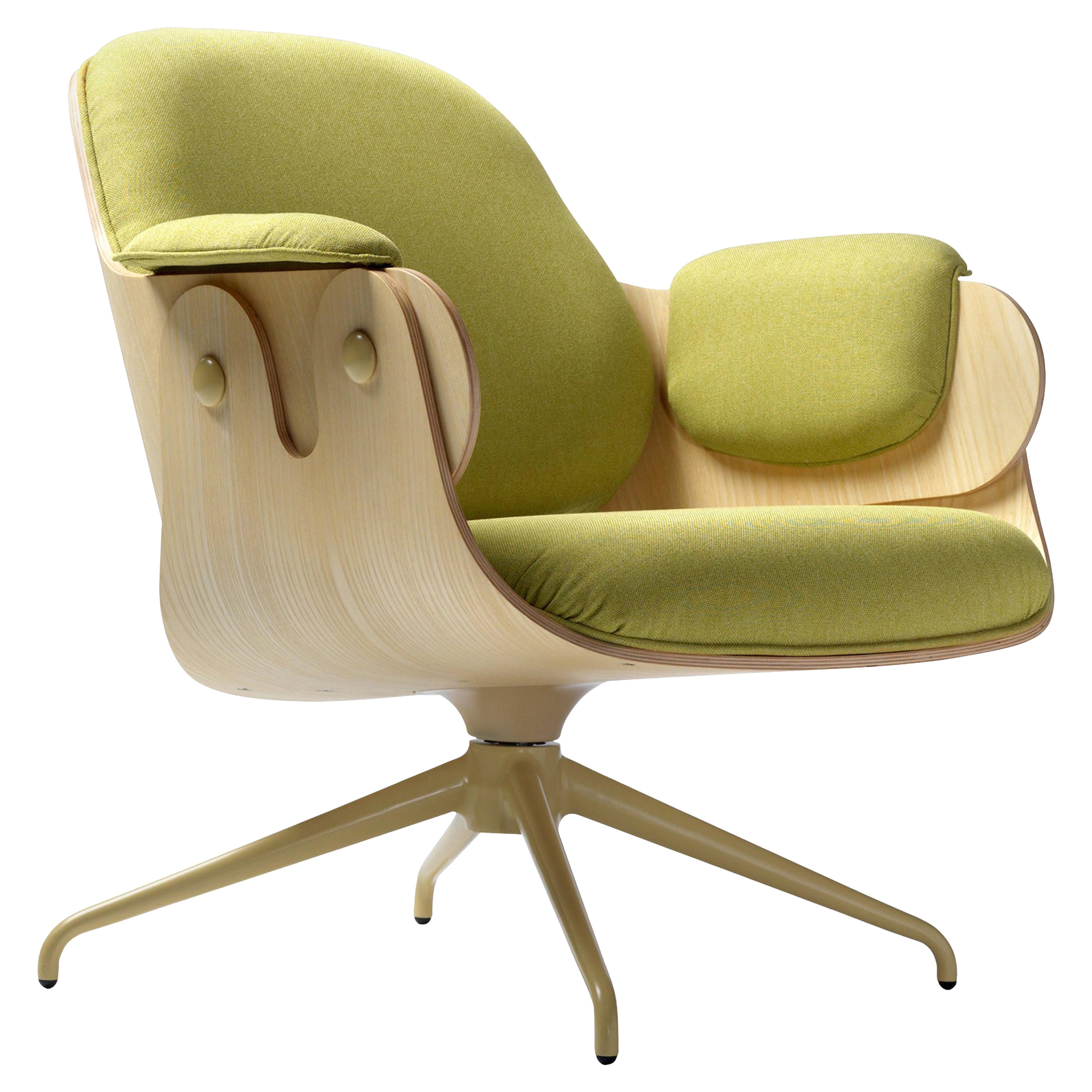 Jaime Hayon, Contemporary, Ash, Pistachio Upholstery Low Lounger Armchair For Sale