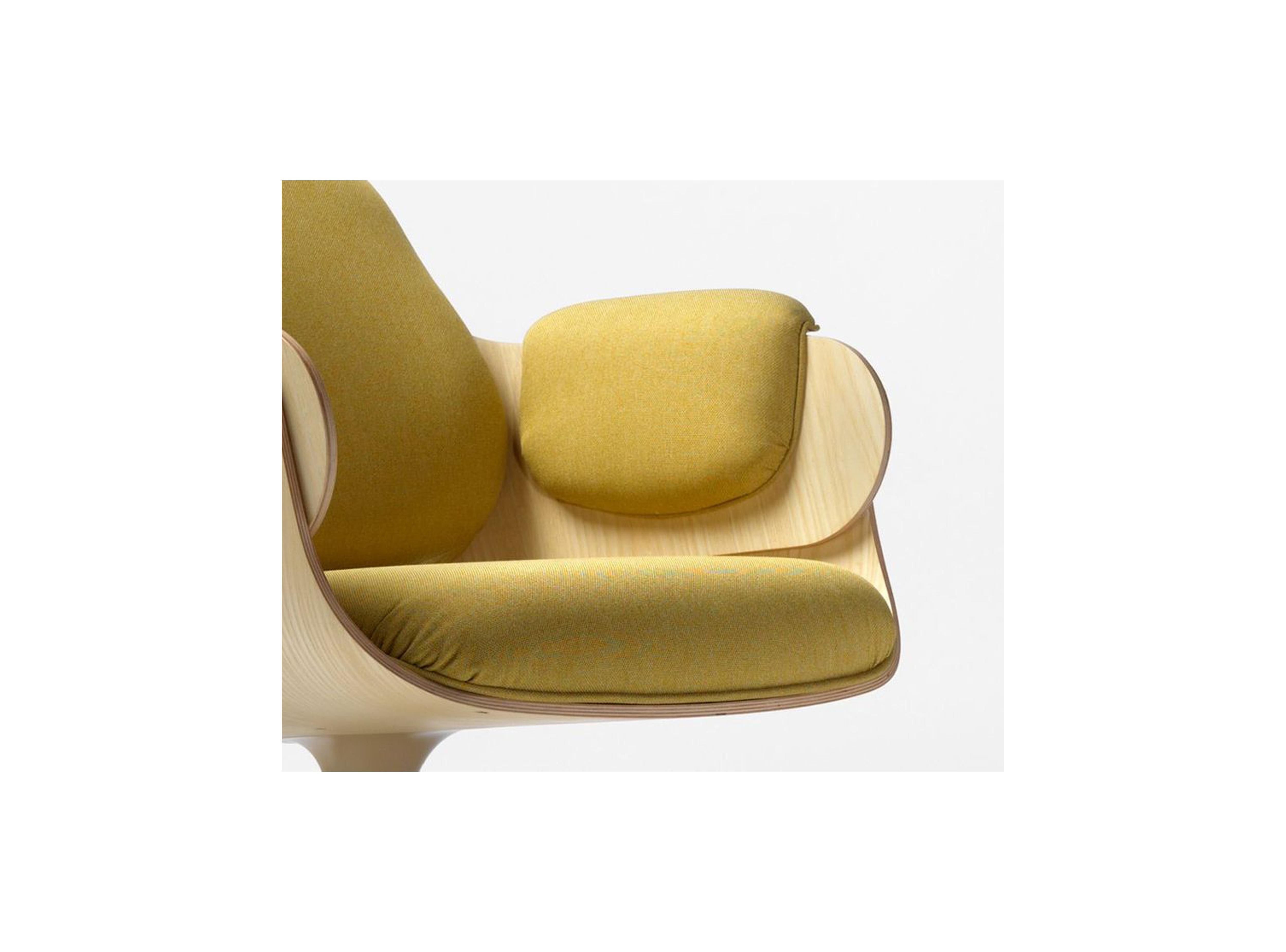 Spanish Jaime Hayon, Contemporary, Ash, Yellow Upholstery Low Lounger Armchair For Sale