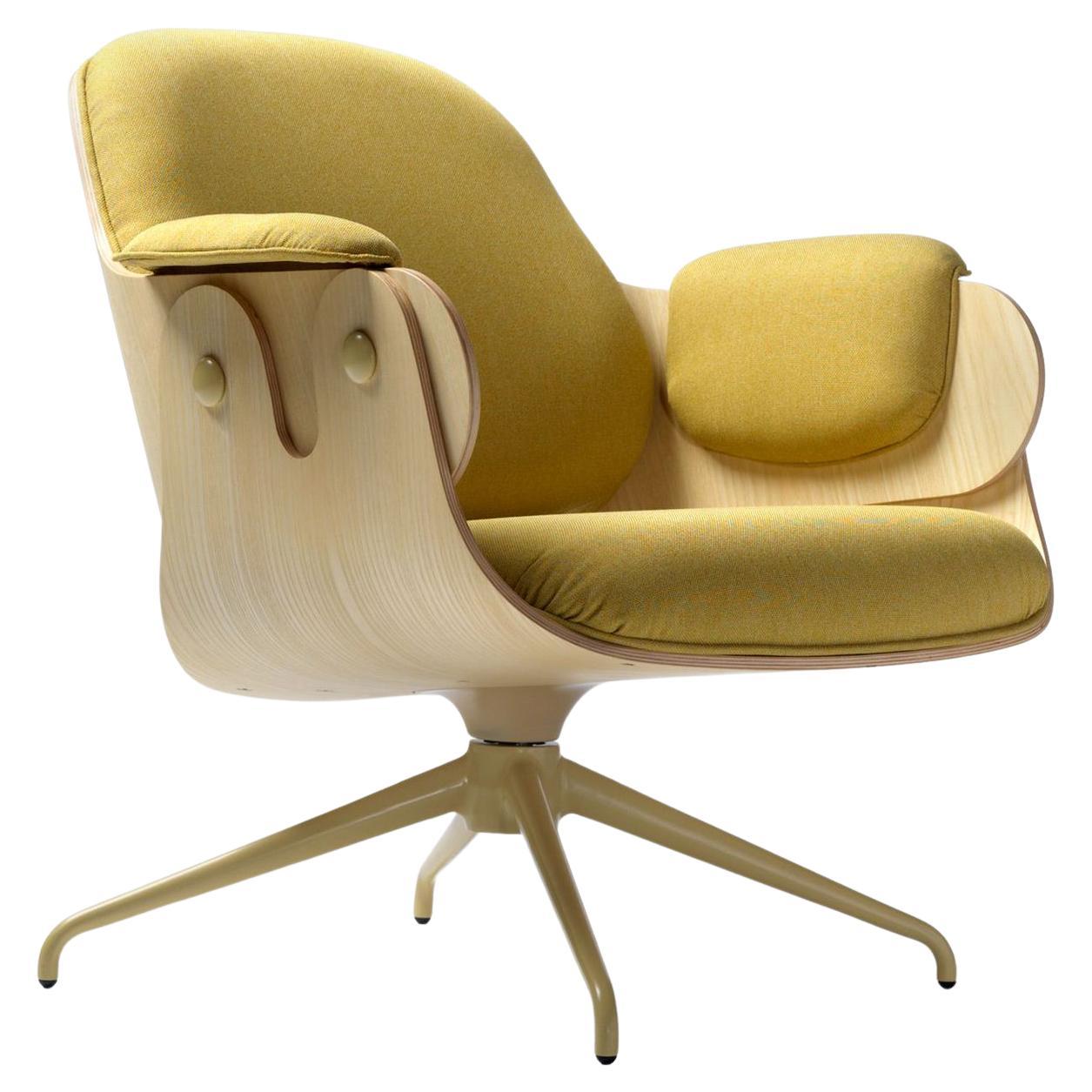 Jaime Hayon, Contemporary, Ash, Yellow Upholstery Low Lounger Armchair For Sale
