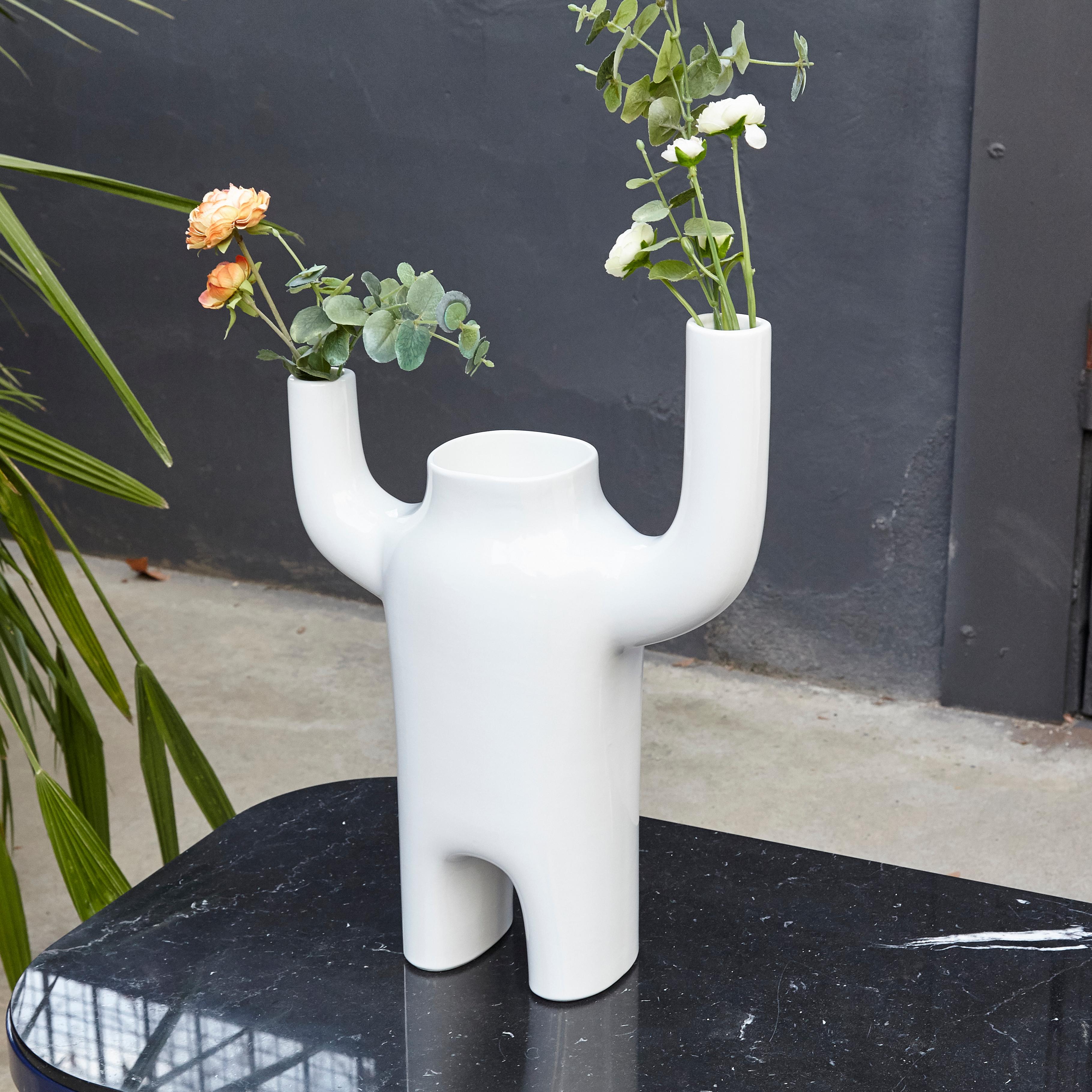 Ceramic Jaime Hayon Contemporary Big White Glazed Happy Susto Vase ENVIOS