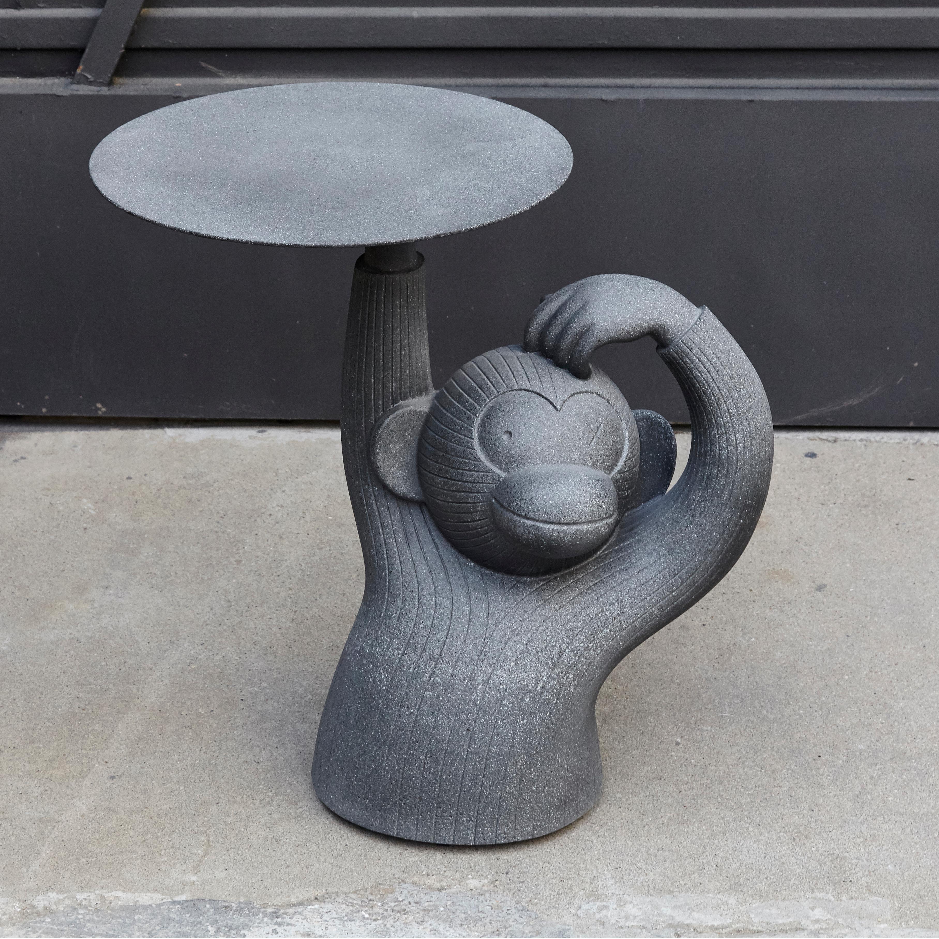 Monkey side table. Design by Jaime Hayon, 2016
Manufactured by BD Barcelona.

Side table in one solid architectural concrete in grey. 
Includes regulatory glides.

Has some wear consistent of age and use.