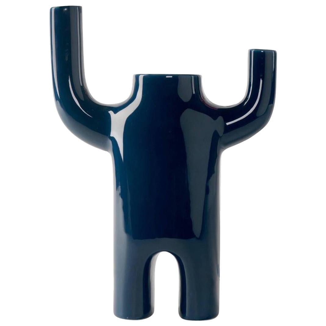 Jaime Hayon Contemporary Glazed Ceramic Vase Decorative Object Blue