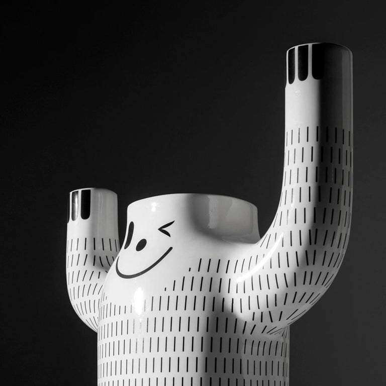 Spanish Jaime Hayon Contemporary Glazed Happy Susto White Vase
