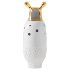 Jaime Hayon Contemporary Glazed Stoneware 'Showtime 10' White Gold Vase Number 5
