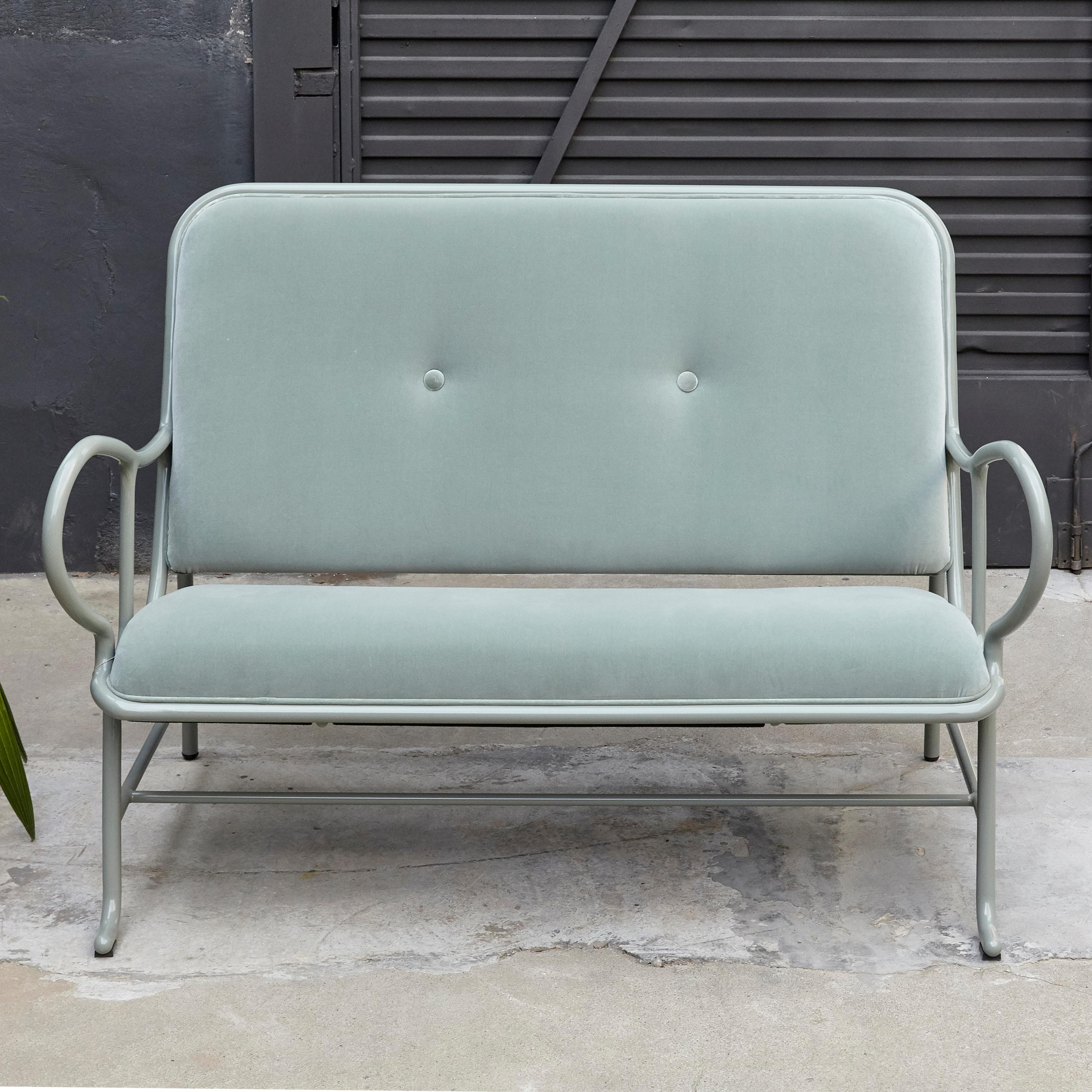 The Gardenias collection is the second largest collection by Jaime Hayon for BD.
Structure made of cast and extruded aluminium painted and green velvet upholstery.

In good condition, preserving a beautiful patina with minor wear consistent of