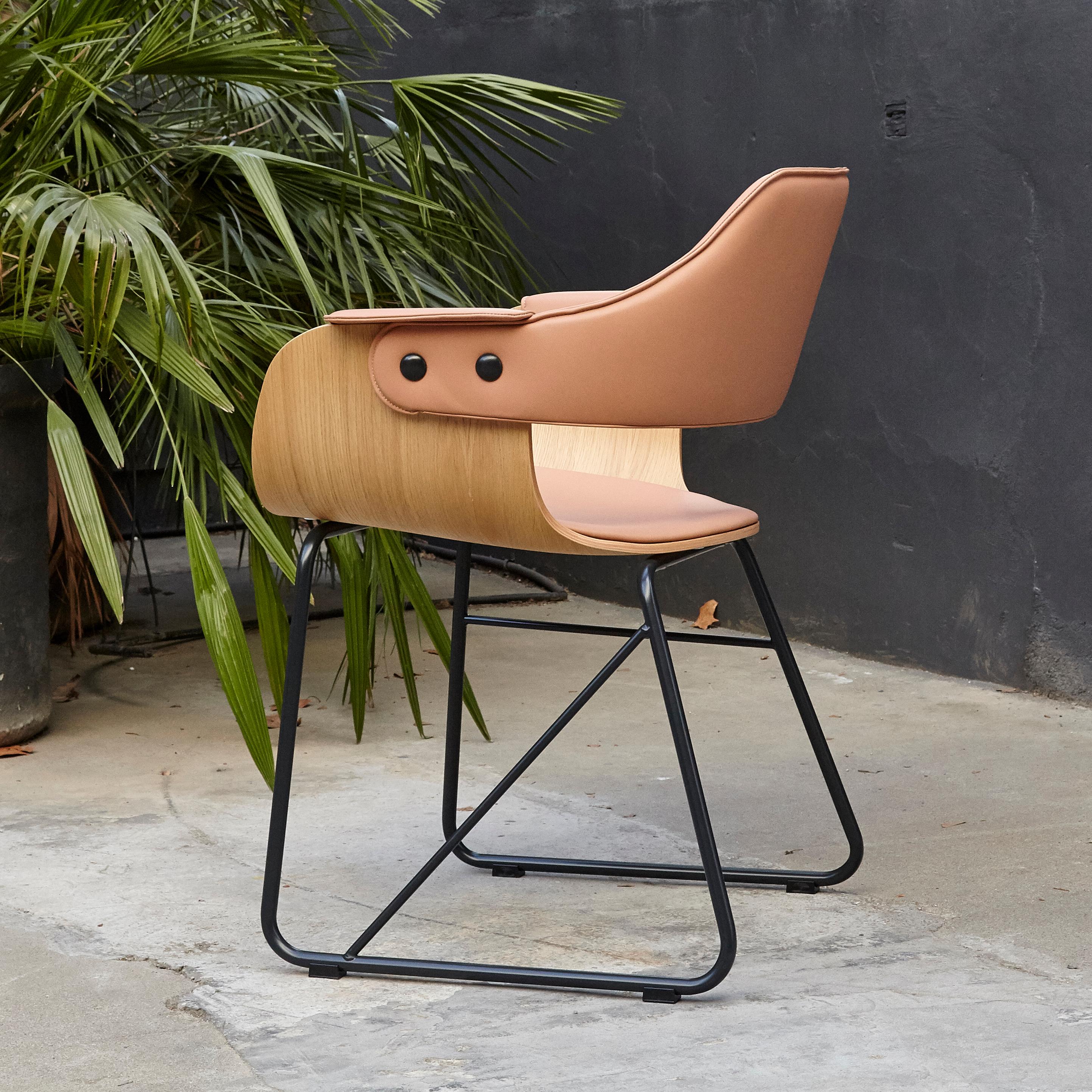 Steel Jaime Hayon Contemporary Leather Upholstered Wood Chair Showtime by BD Barcelona