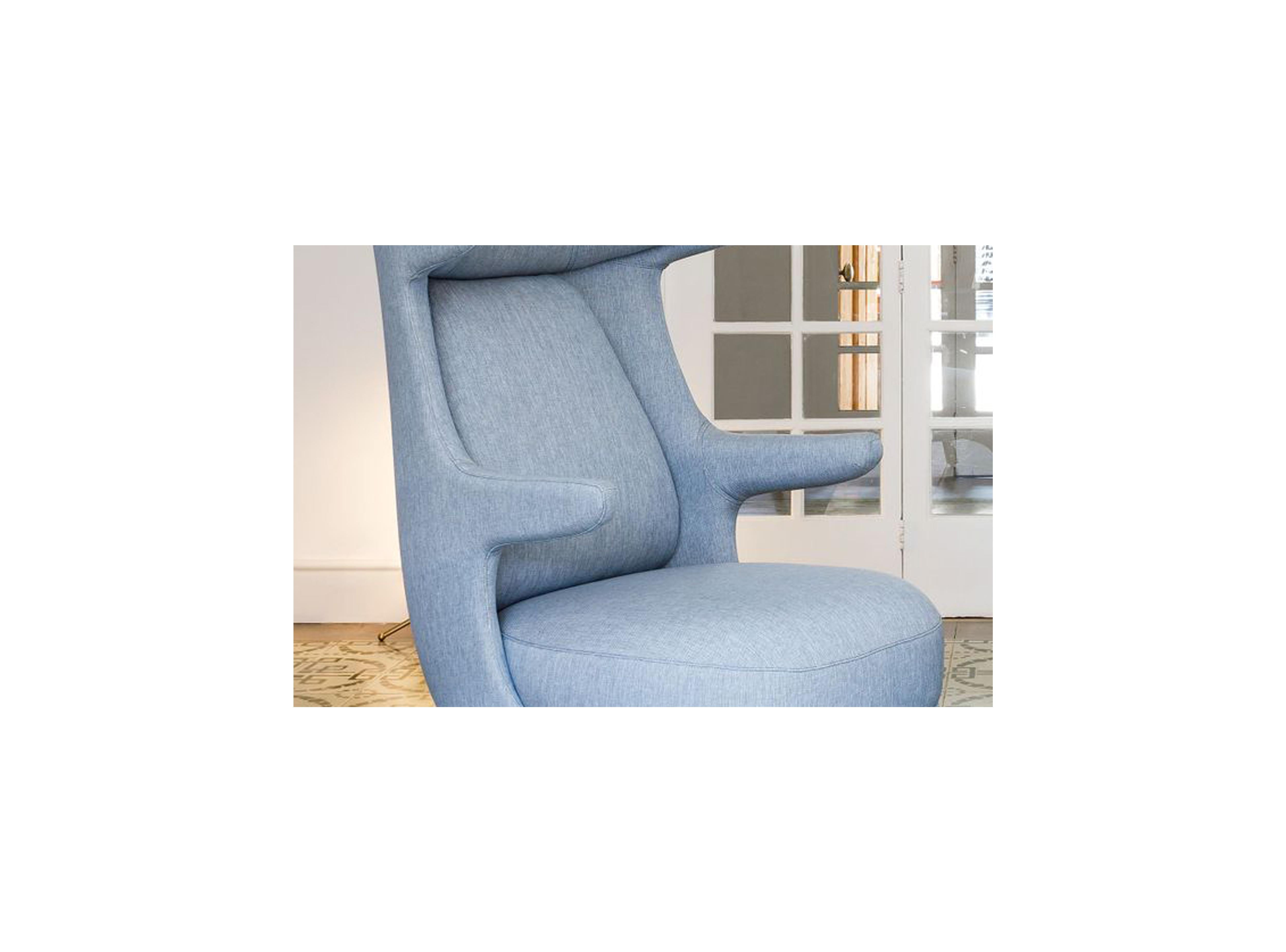 Spanish Jaime Hayon, Contemporary, Monocolor in Blue Fabric Upholstery Dino Armchair For Sale