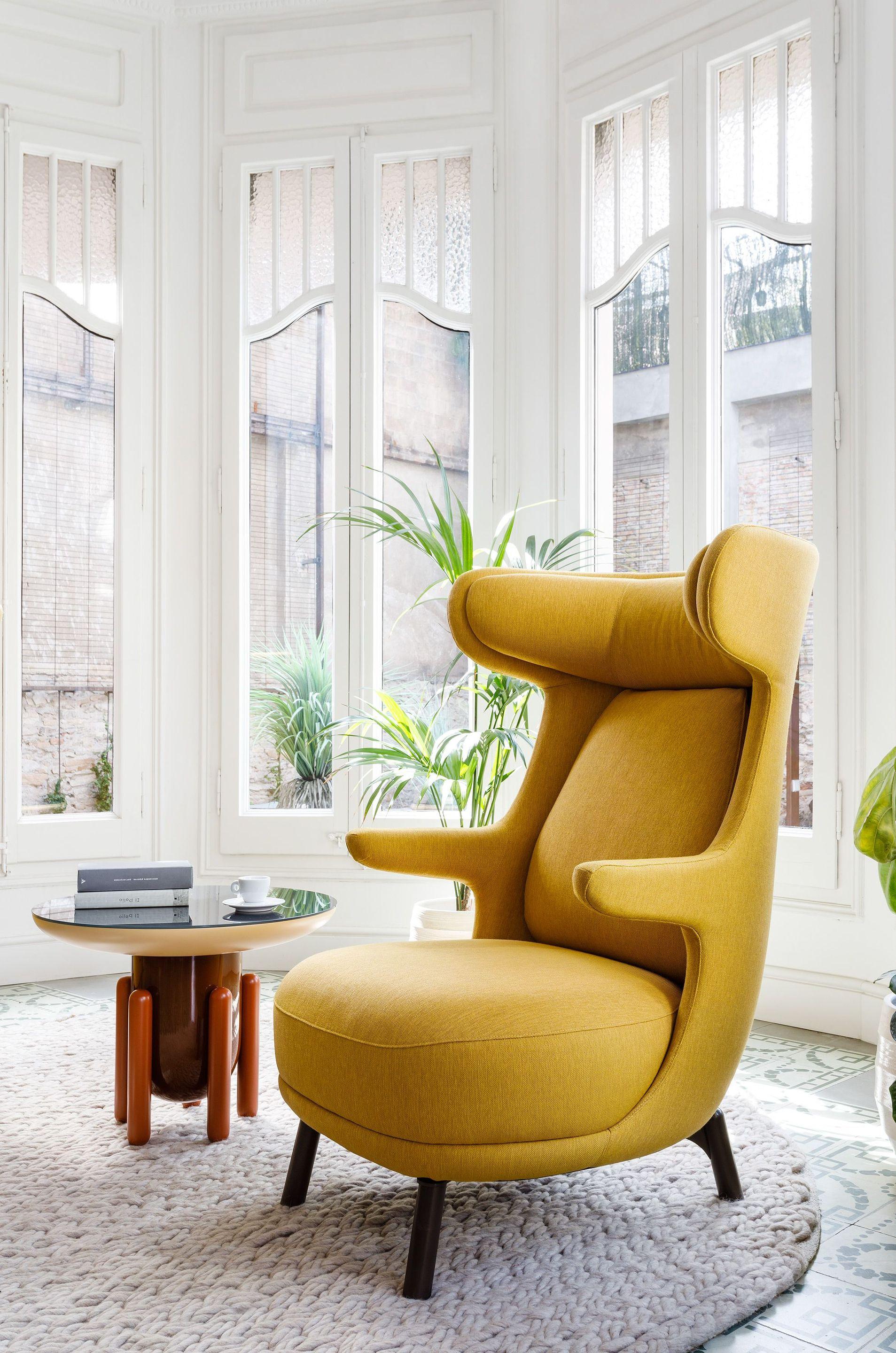 Fauteuil Dino contemporain en tissu jaune monocolore fait par Jaime Hayon en vente 7
