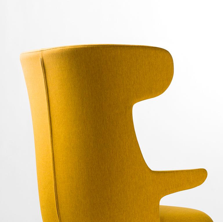 Aluminum Jaime Hayon, Monocolor in Yellow Fabric Upholstery Dino Armchair For Sale