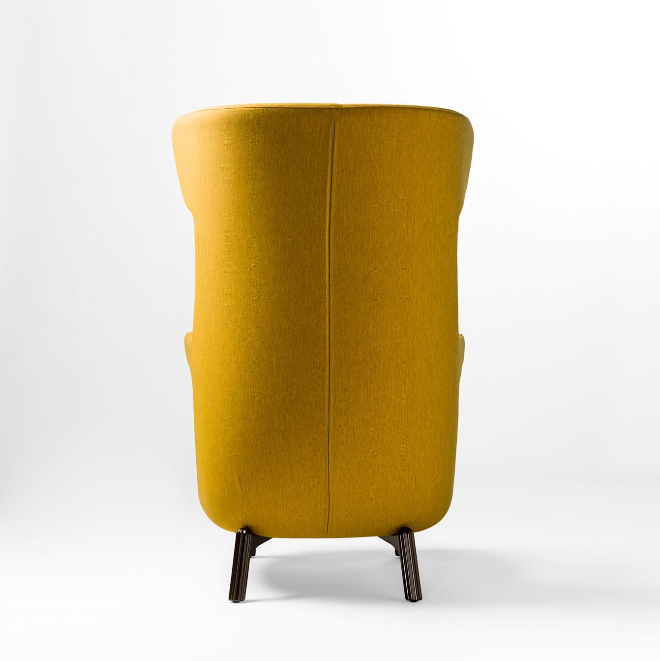 Spanish Jaime Hayon, Contemporary, Monocolor in Yellow Fabric Upholstery Dino Armchair