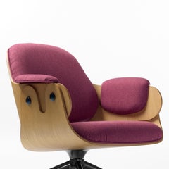 Jaime Hayon, Contemporary, Oak, Fuchsia Upholstery Low Lounger Armchair