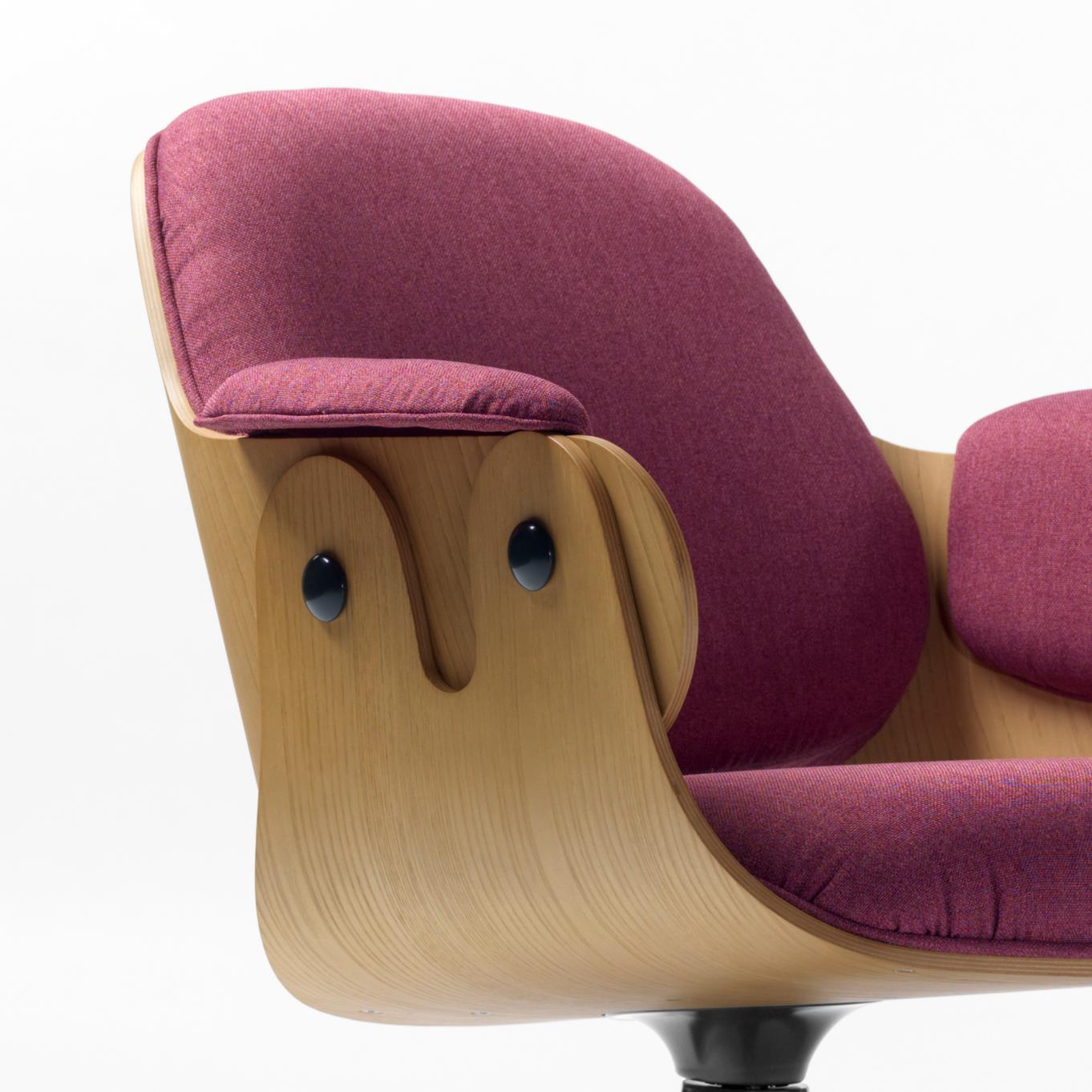 Modern Jaime Hayon, Contemporary, Oak, Fuchsia Upholstery Low Lounger Armchair For Sale