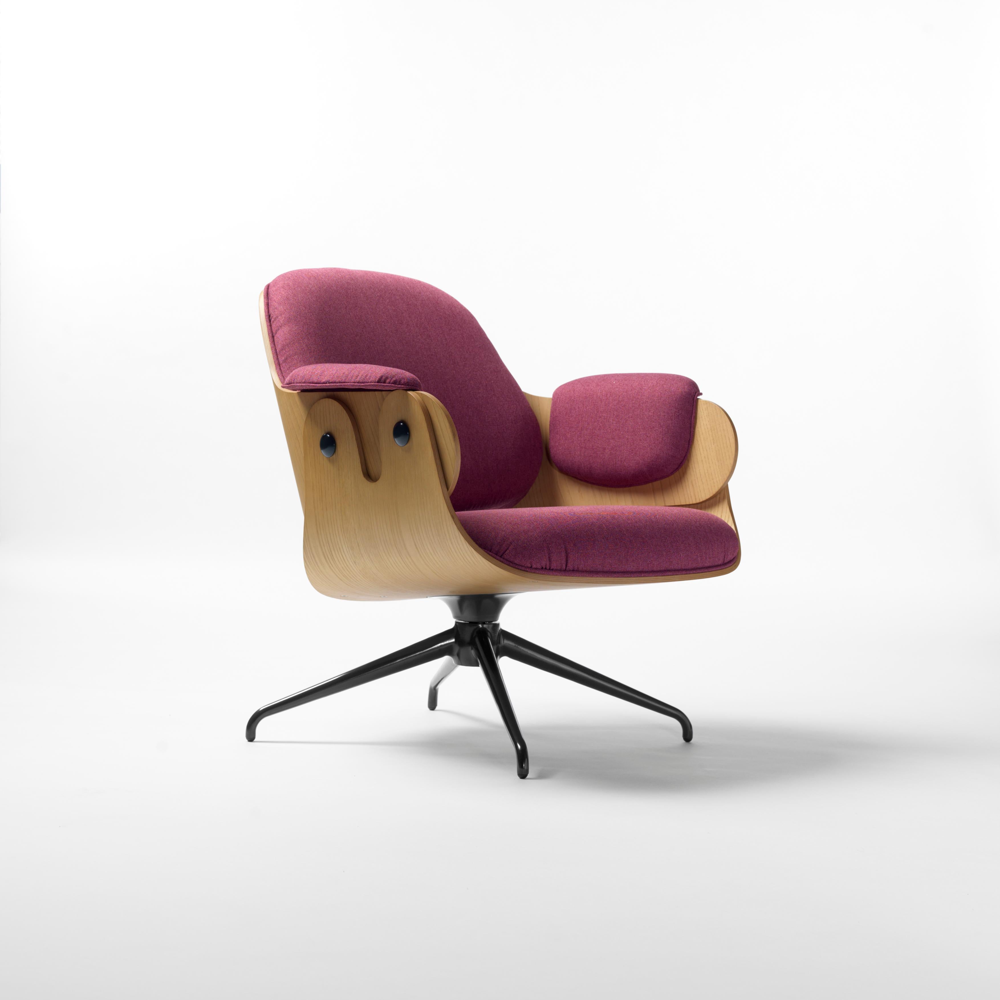 Aluminum Jaime Hayon, Contemporary, Oak, Fuchsia Upholstery Low Lounger Armchair