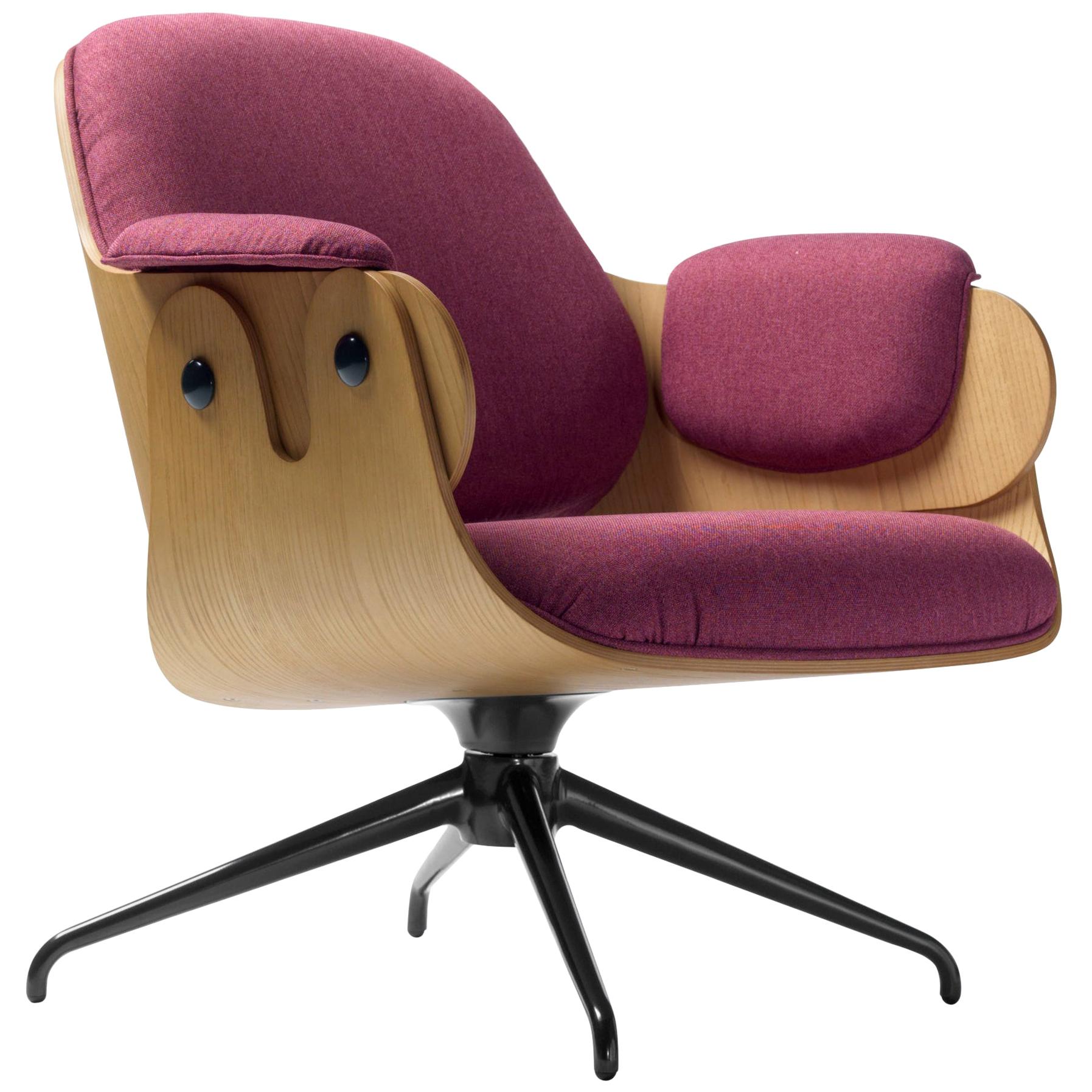 Jaime Hayon, Contemporary, Oak, Fuchsia Upholstery Low Lounger Armchair