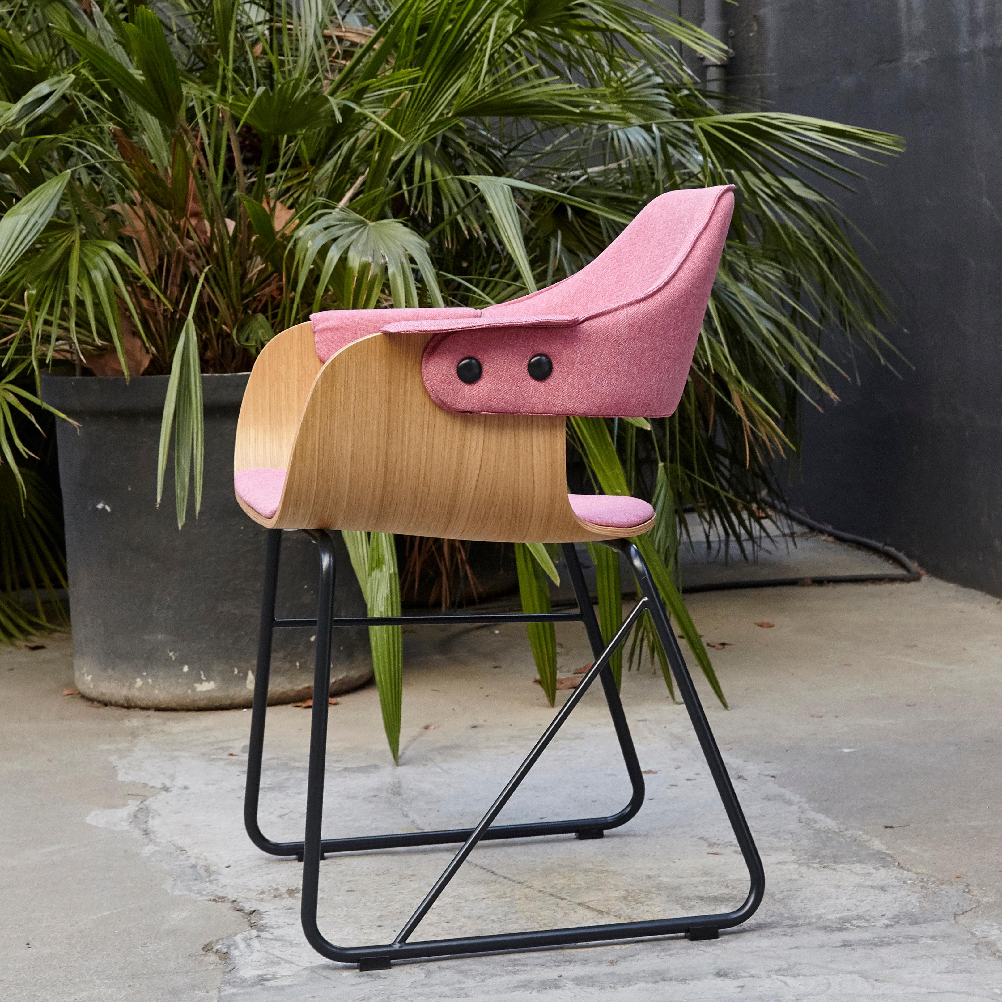 Spanish Jaime Hayon Contemporary Pink Upholstered Wood Chair Showtime by BD Barcelona
