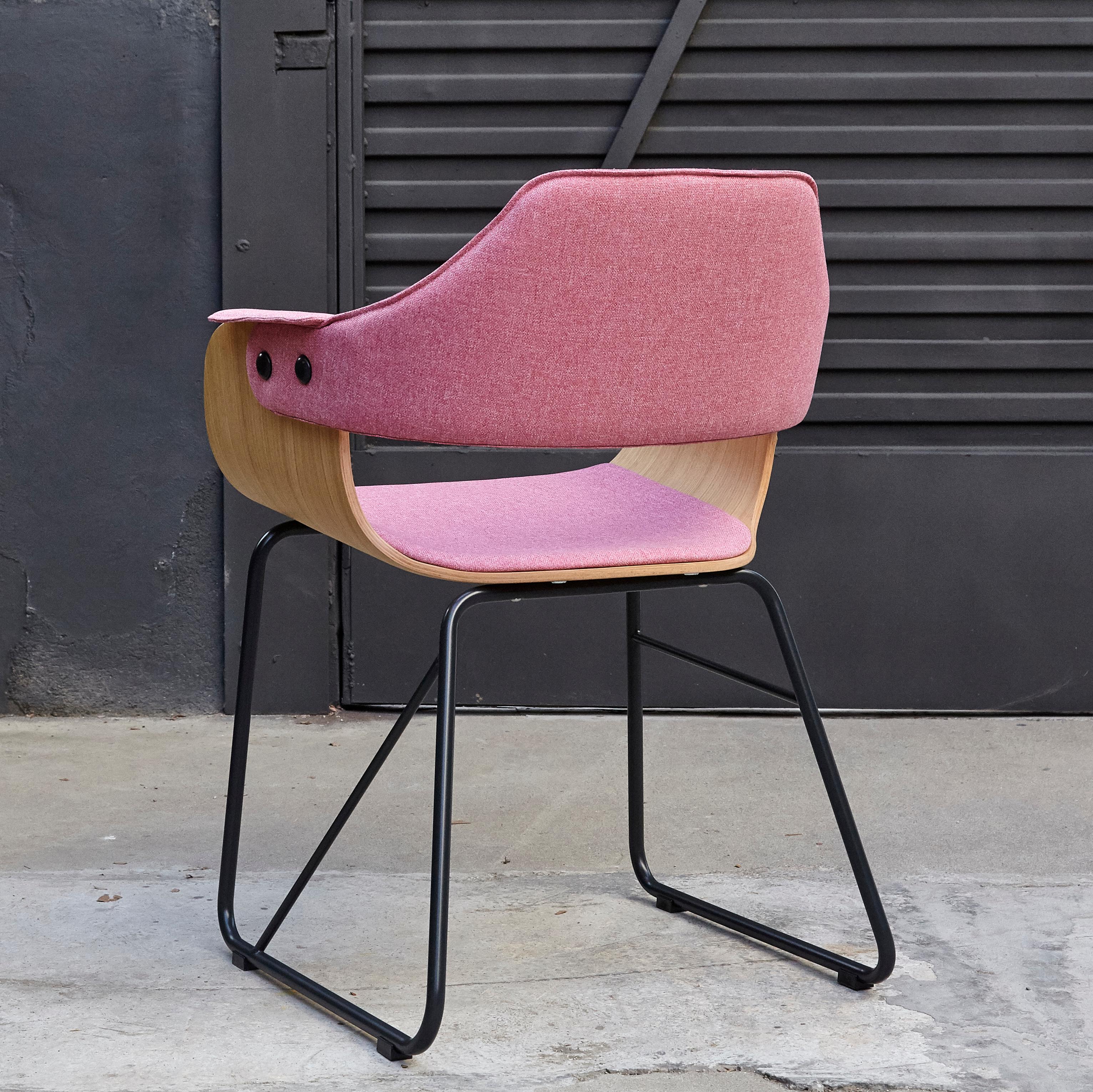 Steel Jaime Hayon Contemporary Pink Upholstered Wood Chair Showtime by BD Barcelona