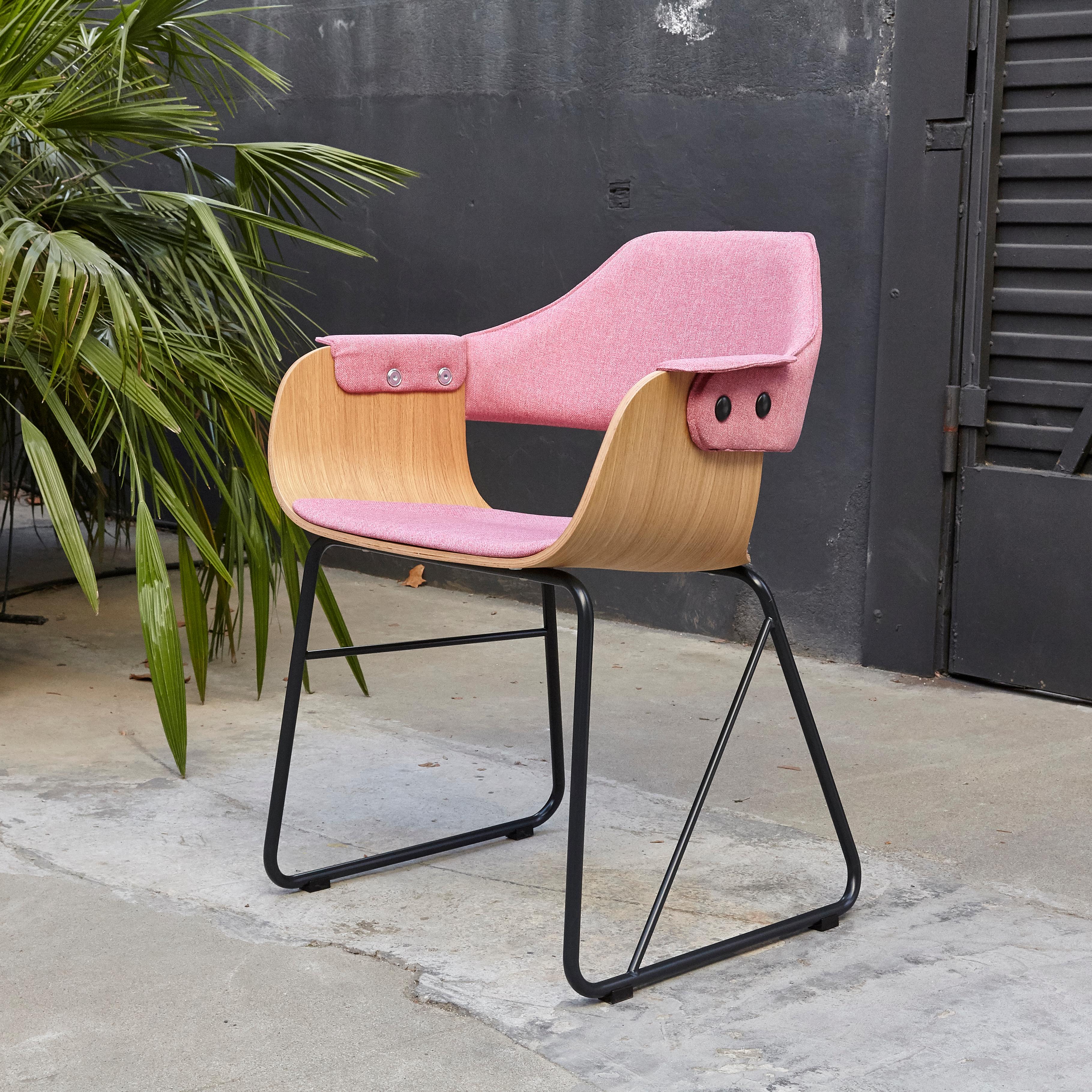 Jaime Hayon Contemporary Pink Upholstered Wood Chair Showtime by BD Barcelona 1