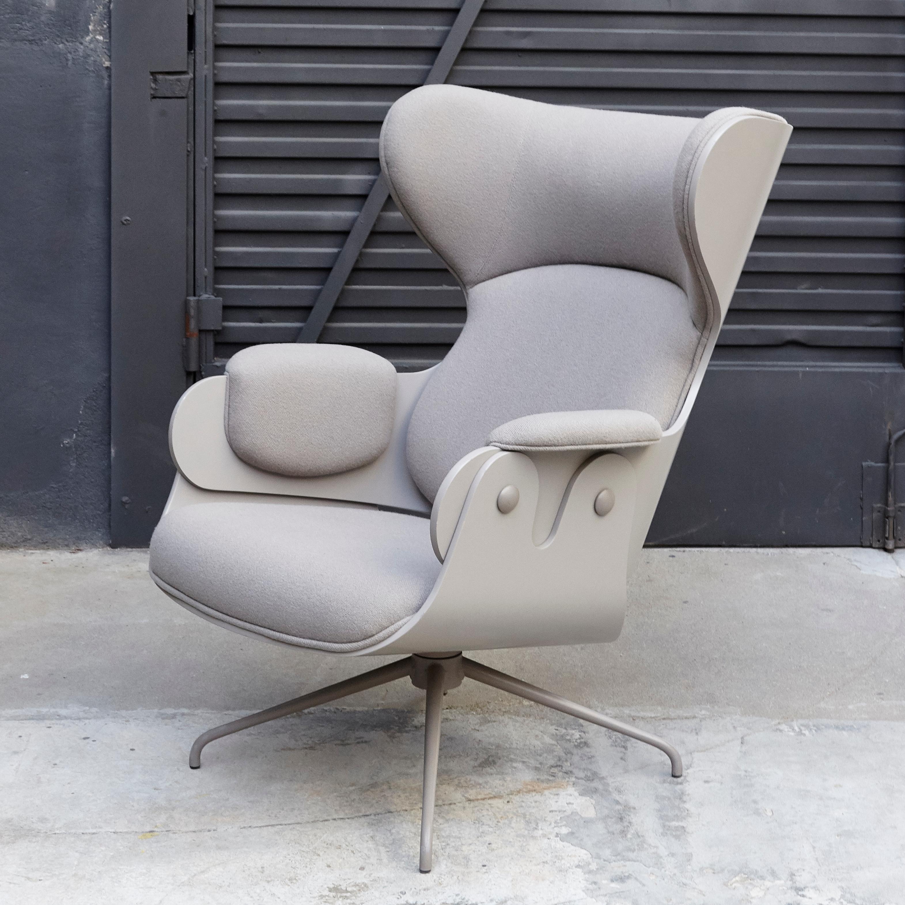 Jaime Hayon, Contemporary, Plywood Grey Upholstery Lounger Armchair 2