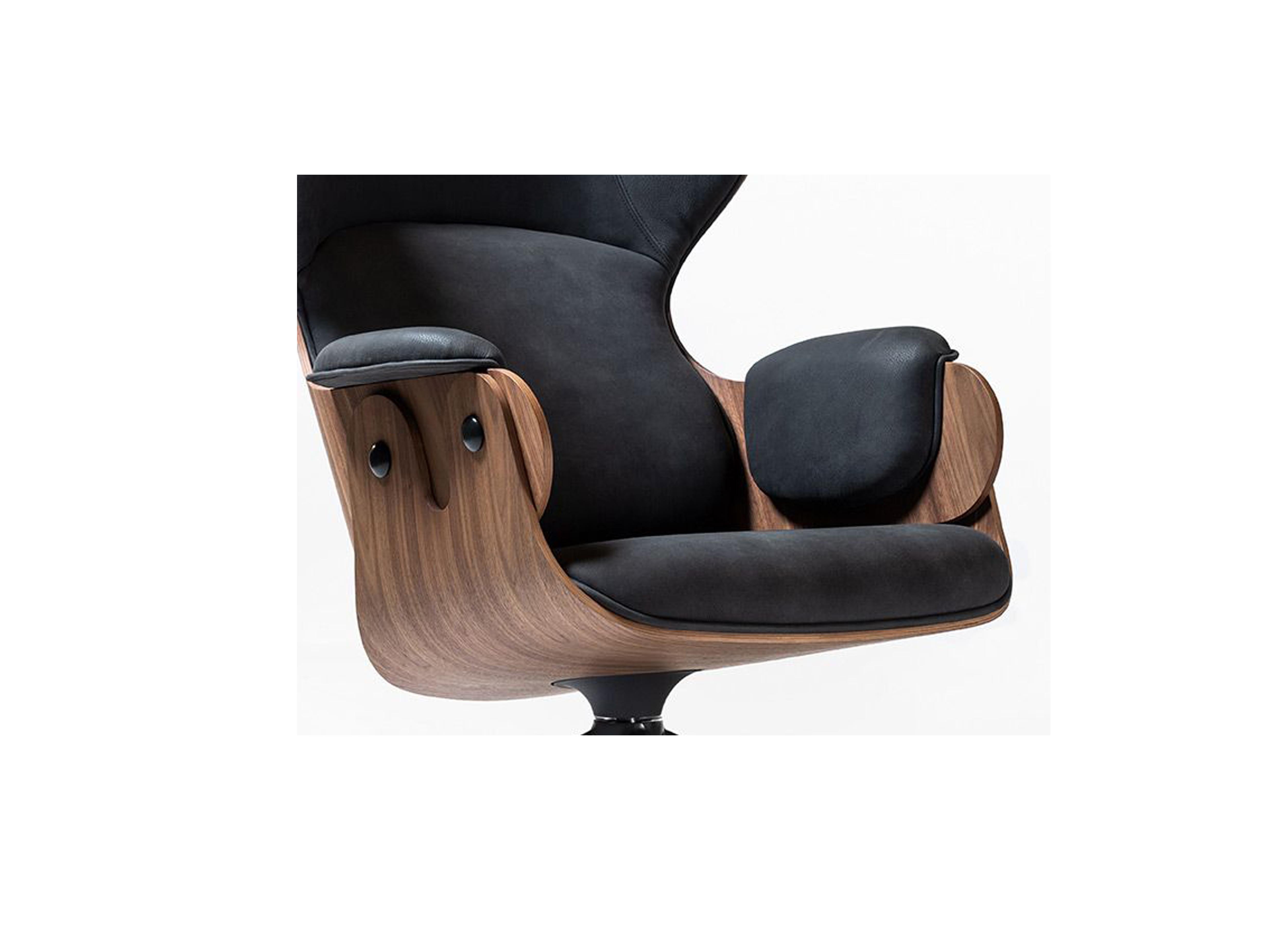 Spanish Jaime Hayon, Contemporary, Playwood Walnut Black Upholstery Lounger Armchair For Sale