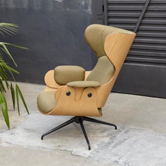 Jaime Hayon, Contemporary, Playwood Walnut Green Upholstery Lounger Armchair
