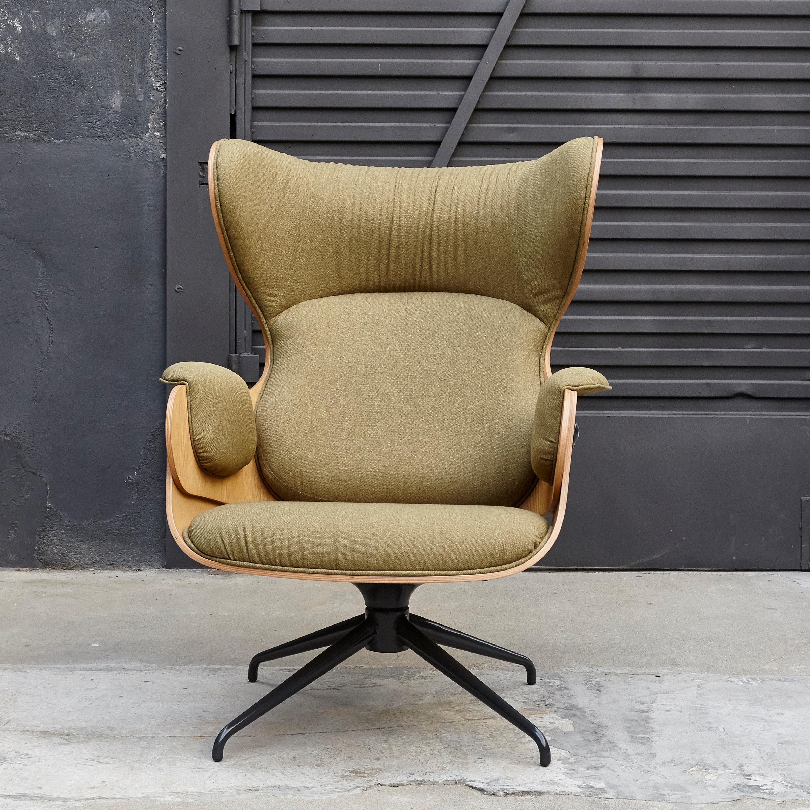 Jaime Hayon, Contemporary, Playwood Walnut Green Upholstery Lounger Armchair 1