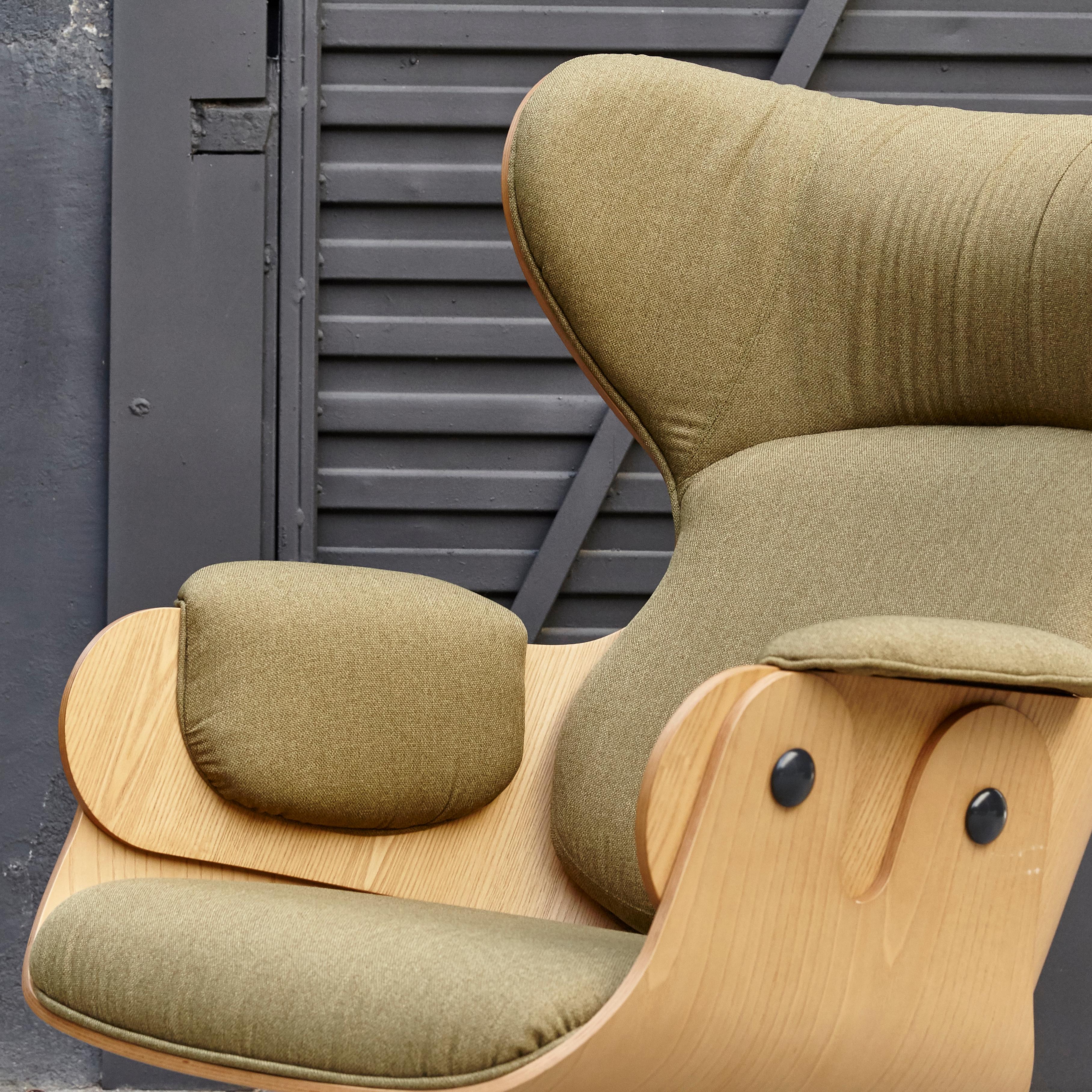 Jaime Hayon, Contemporary, Playwood Walnut Green Upholstery Lounger Armchair 2