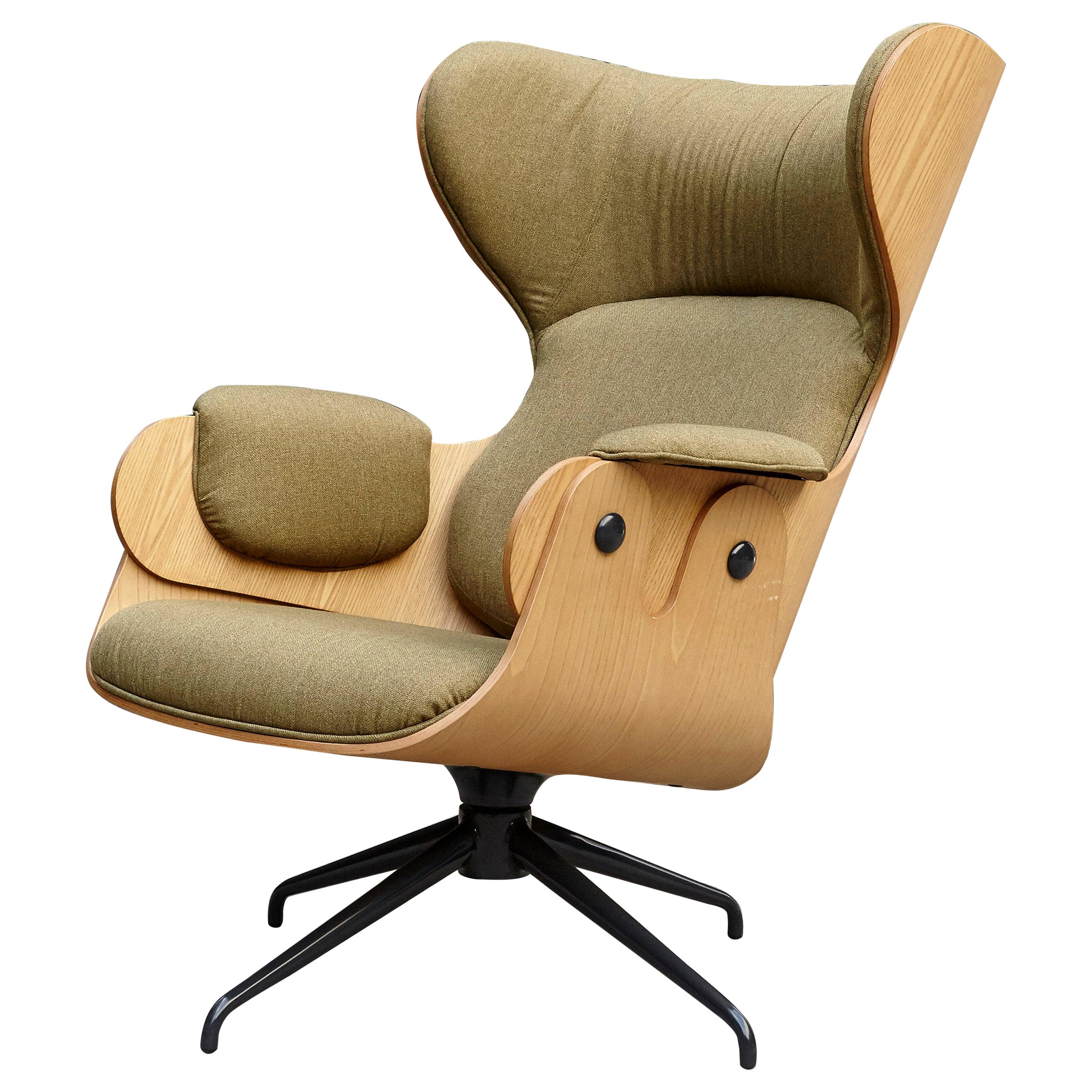Jaime Hayon, Contemporary, Playwood Walnut Green Upholstery Lounger Armchair