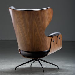 Jaime Hayon, Contemporary, Playwood Walnut Leather Upholstery Lounger Armchair