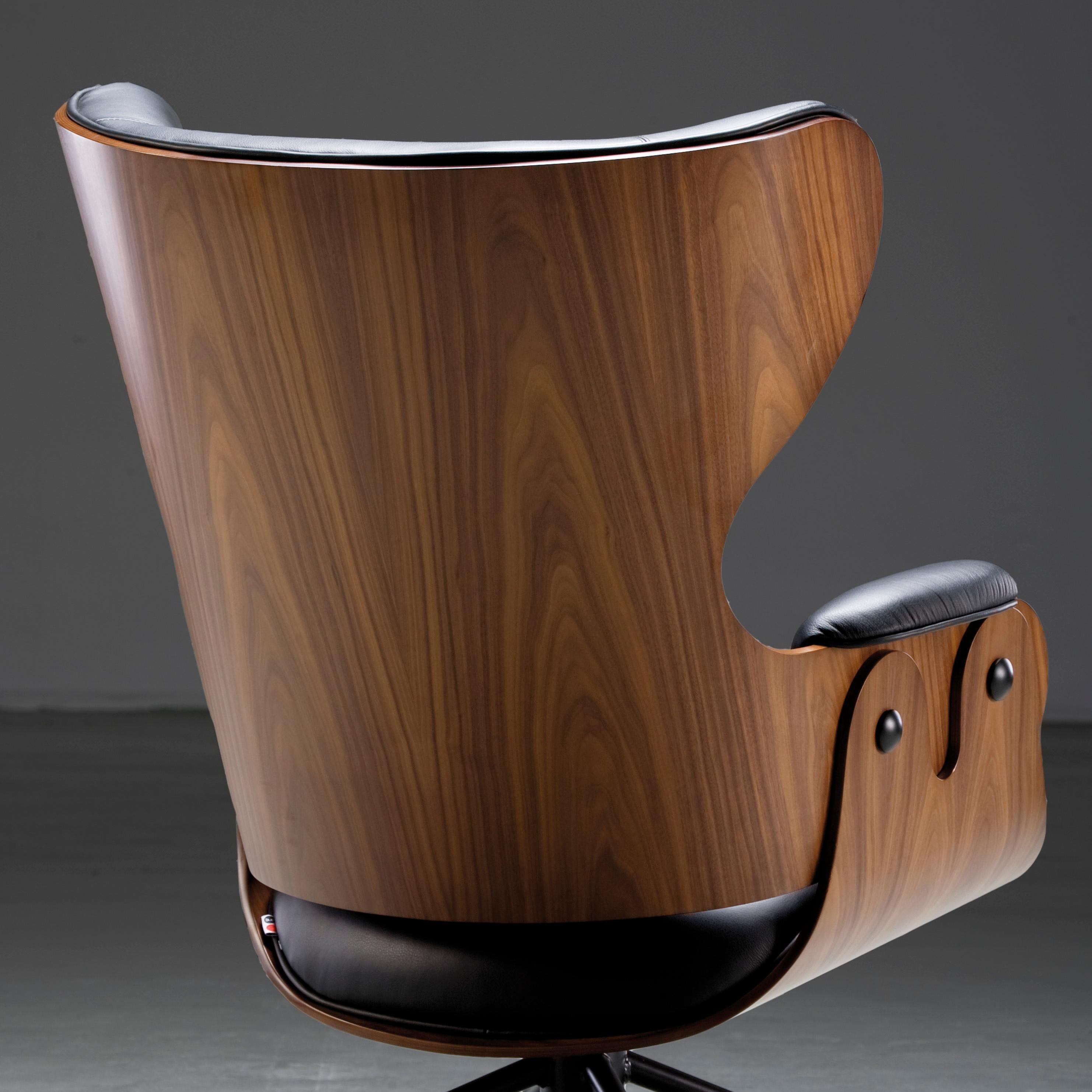 Modern Jaime Hayon, Contemporary, Playwood Walnut Leather Upholstery Lounger Armchair