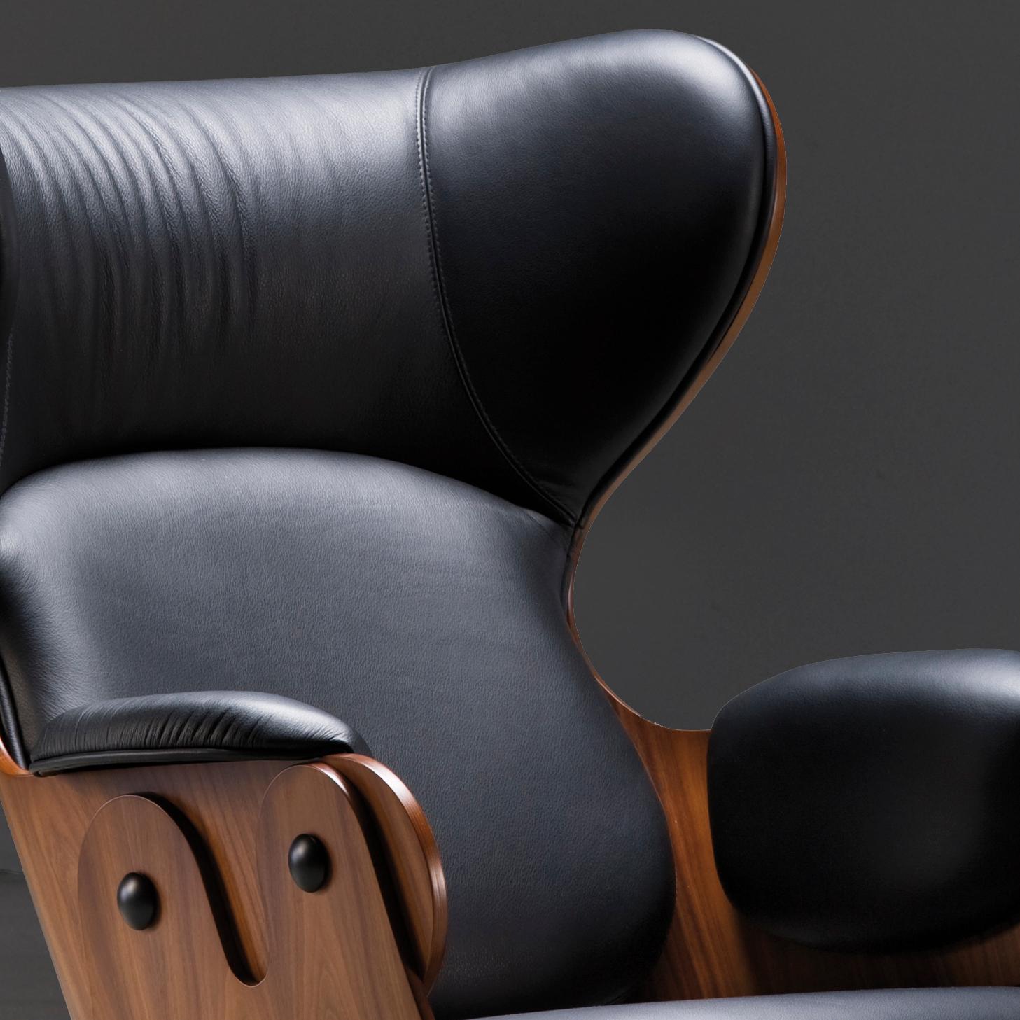 Spanish Jaime Hayon, Contemporary, Playwood Walnut Leather Upholstery Lounger Armchair