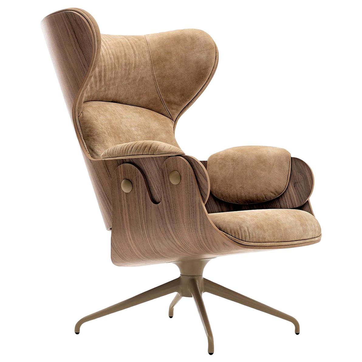 Jaime Hayon, Contemporary, Playwood Walnut Leather Upholstery Lounger Armchair 
