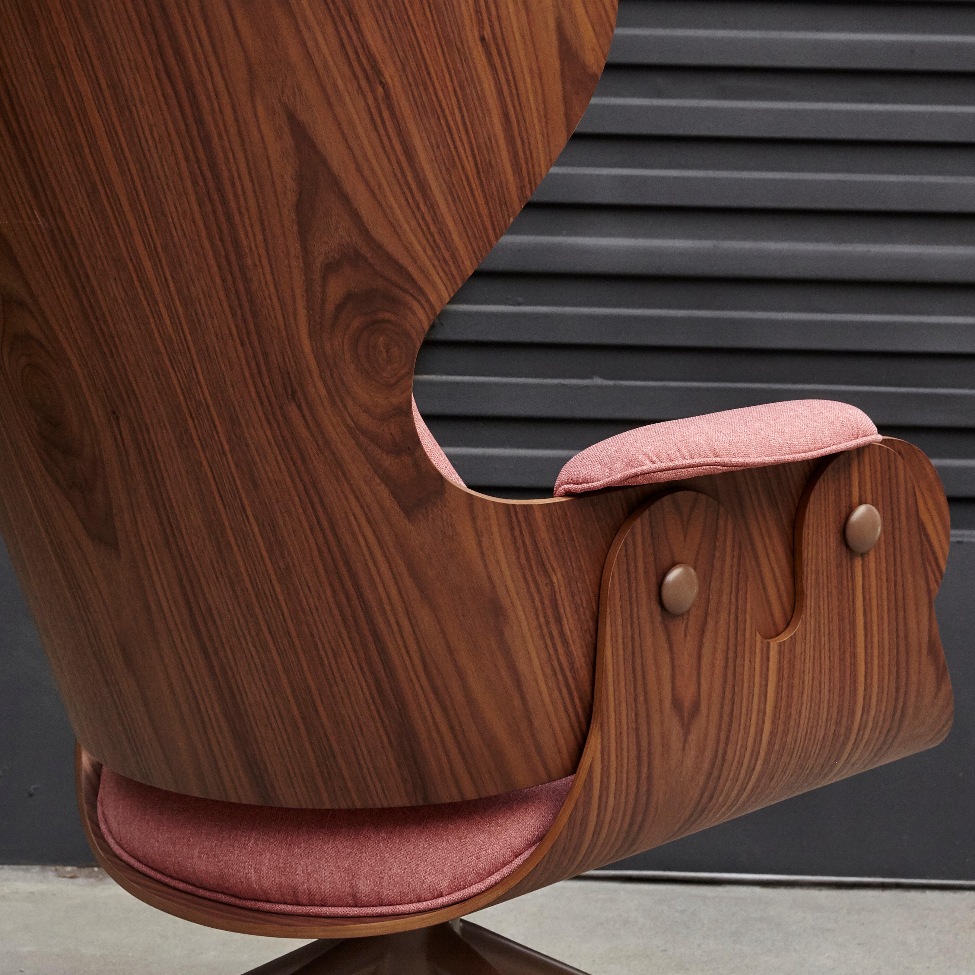 Jaime Hayon, Contemporary, Playwood Walnut Pink Upholstery Lounger Armchair 3