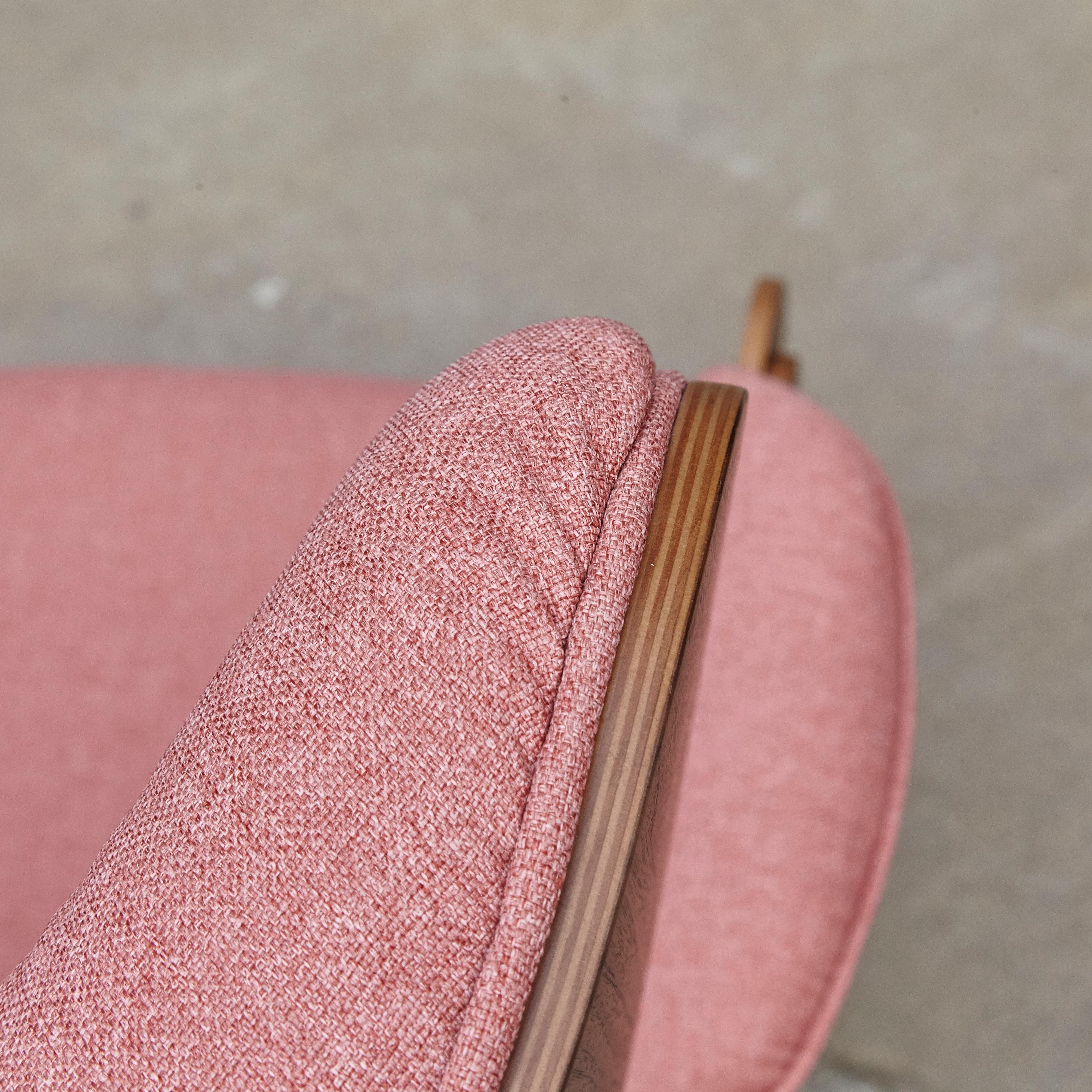 Jaime Hayon, Contemporary, Playwood Walnut Pink Upholstery Lounger Armchair 6
