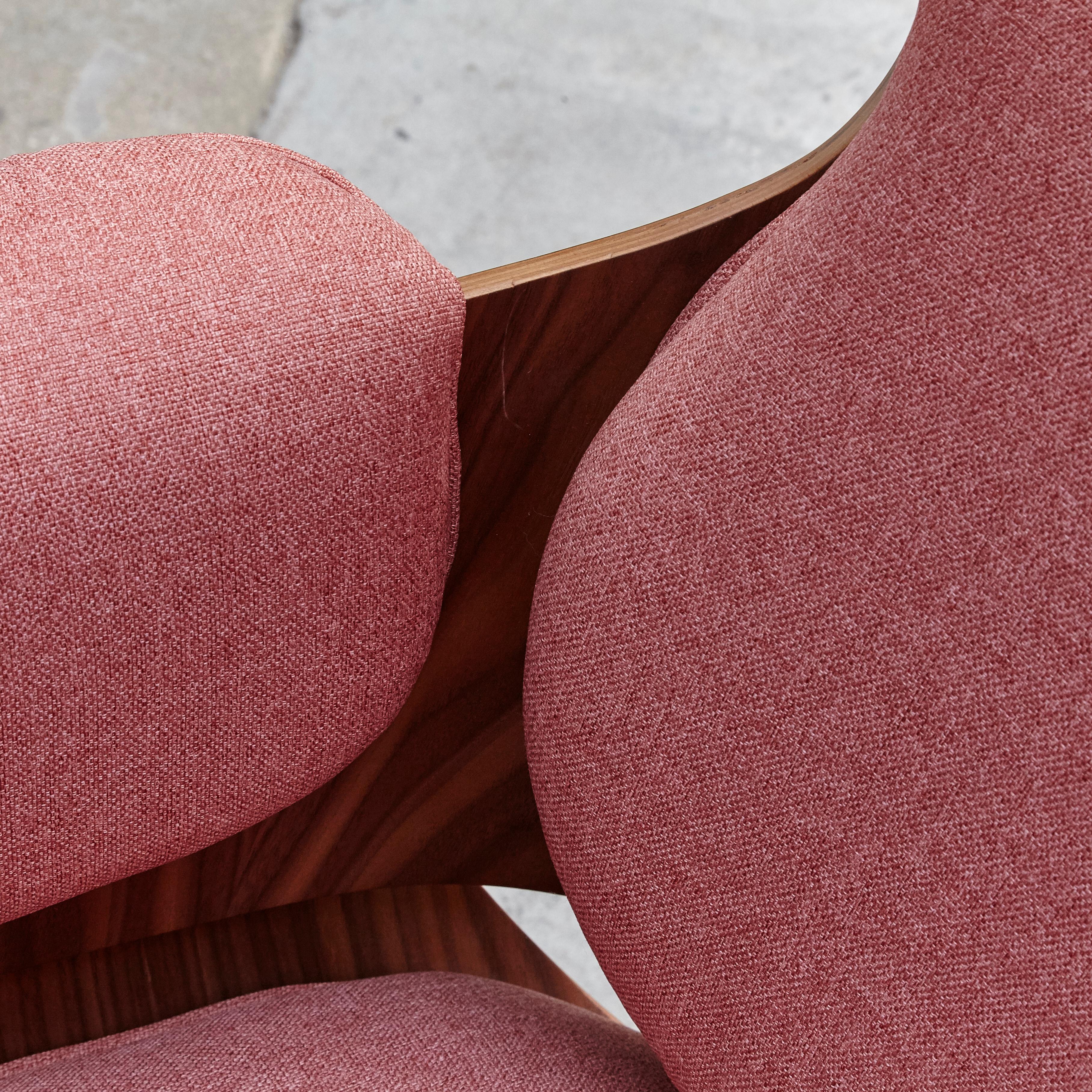 Jaime Hayon, Contemporary, Playwood Walnut Pink Upholstery Lounger Armchair 10