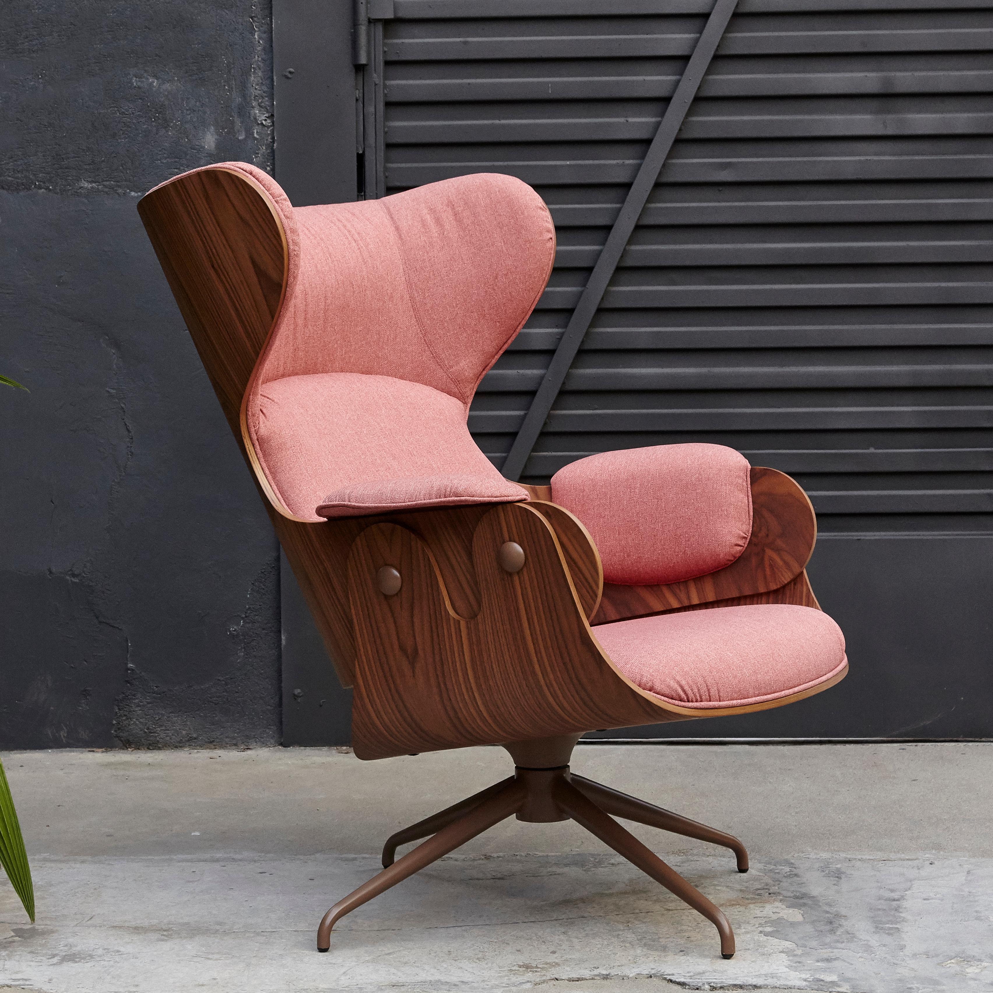 Spanish Jaime Hayon, Contemporary, Playwood Walnut Pink Upholstery Lounger Armchair