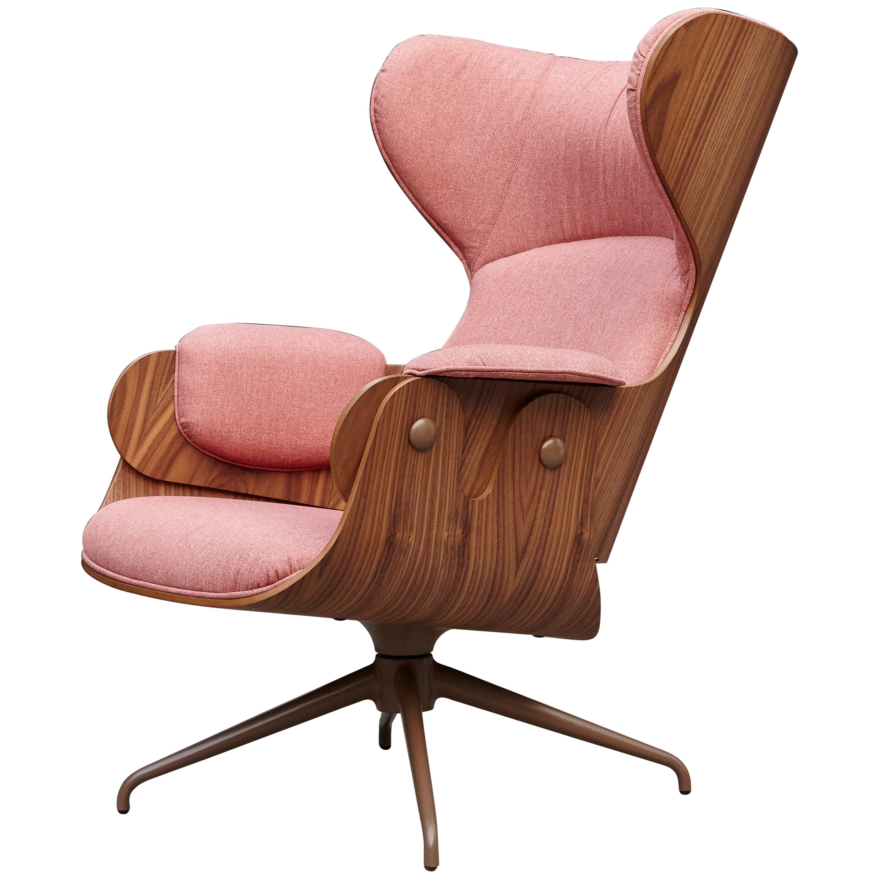 Jaime Hayon, Contemporary, Playwood Walnut Pink Upholstery Lounger Armchair