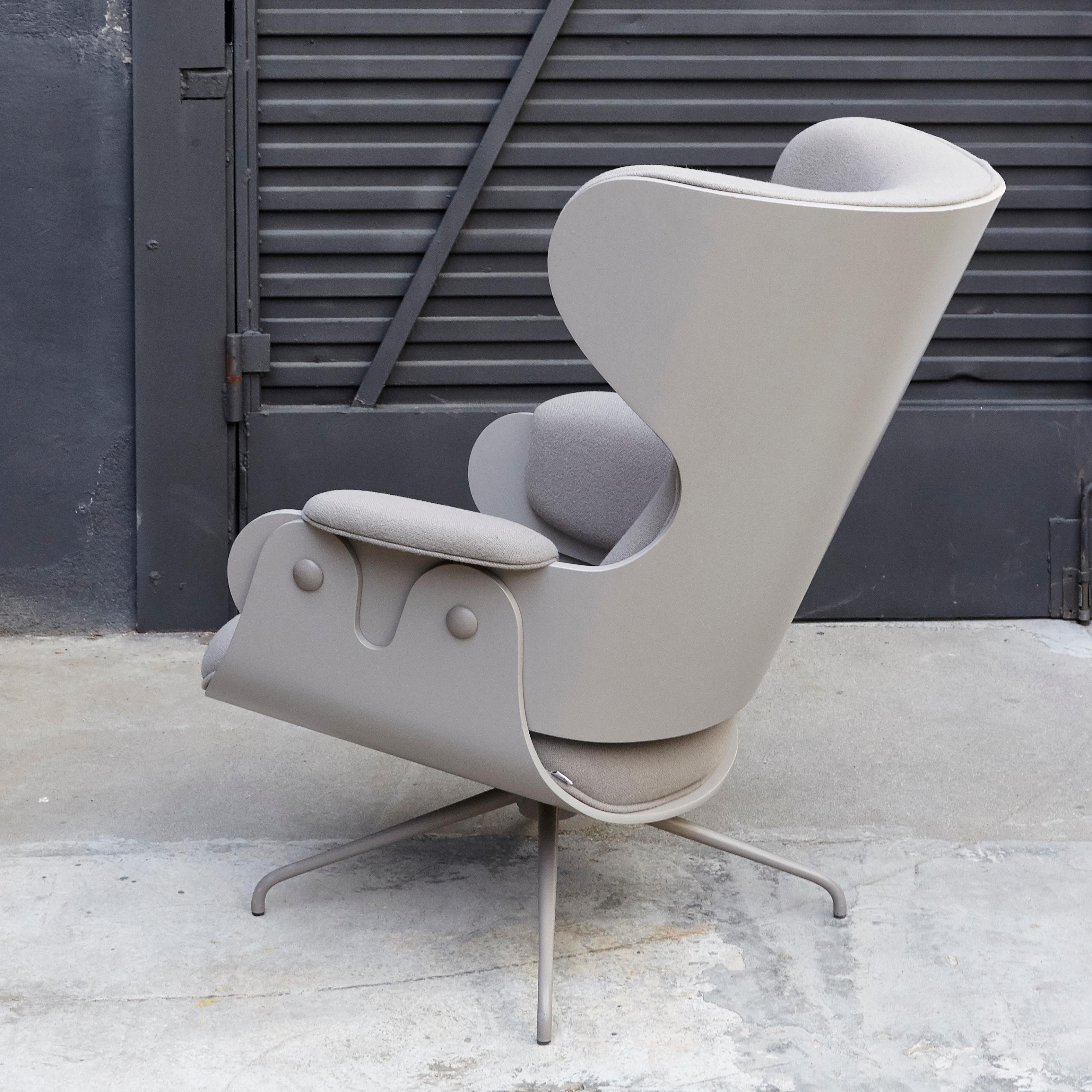 Jaime Hayon, Contemporary, Plywood Grey Upholstery Lounger Armchair 1