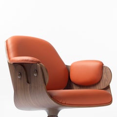 Jaime Hayon, Contemporary, Plywood Orange Leather Low Lounger Armchair