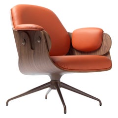 Jaime Hayon, Contemporary, Plywood Orange Leather Low Lounger Armchair