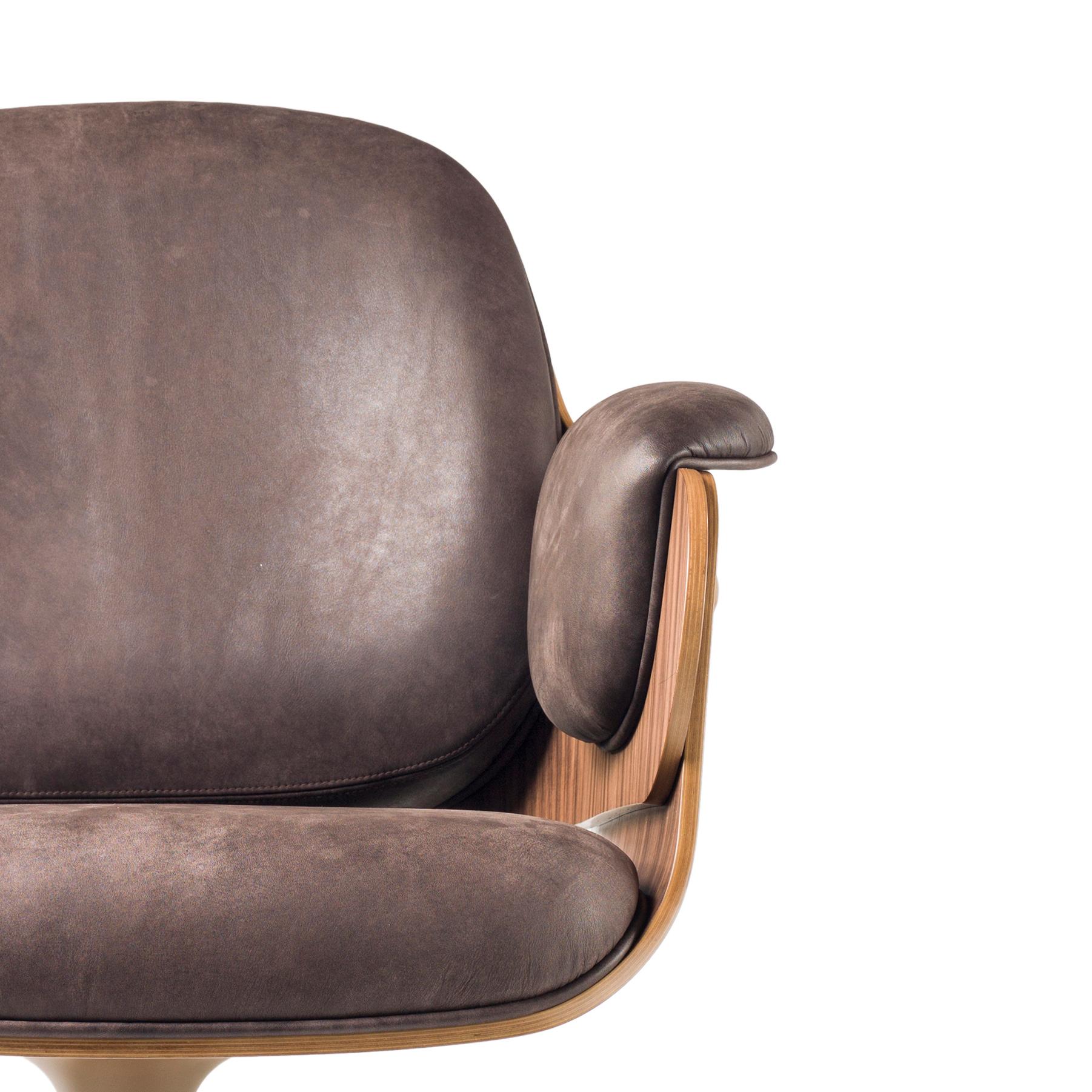 Jaime Hayon, Contemporary, Plywood Walnut Leather Low Lounger Armchair For Sale 5