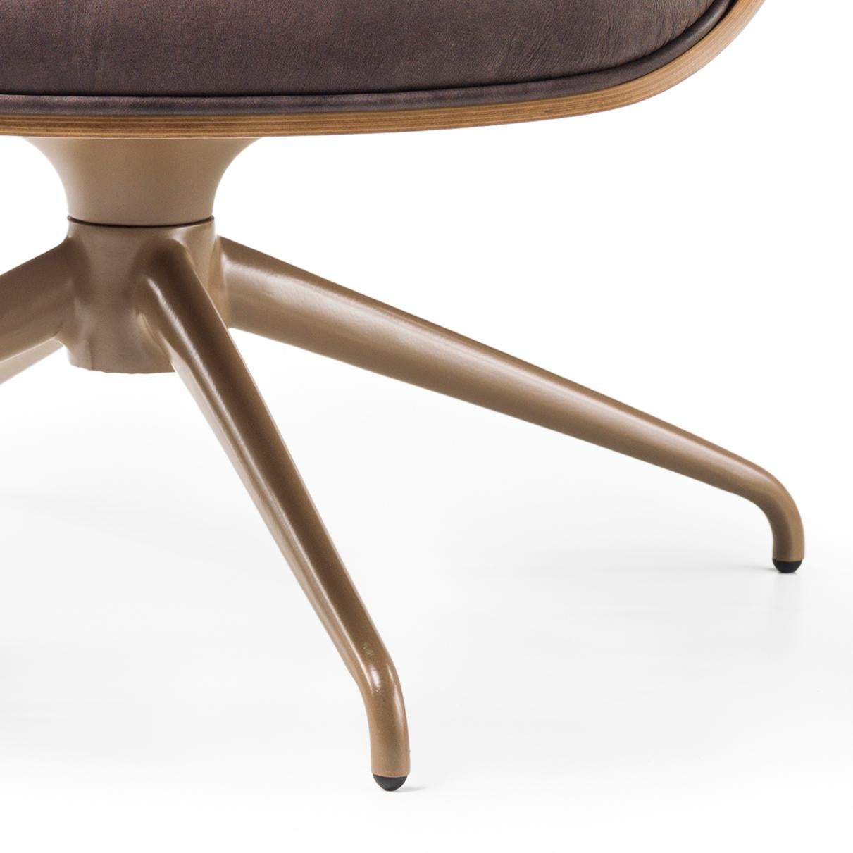 Jaime Hayon, Contemporary, Plywood Walnut Leather Low Lounger Armchair For Sale 6
