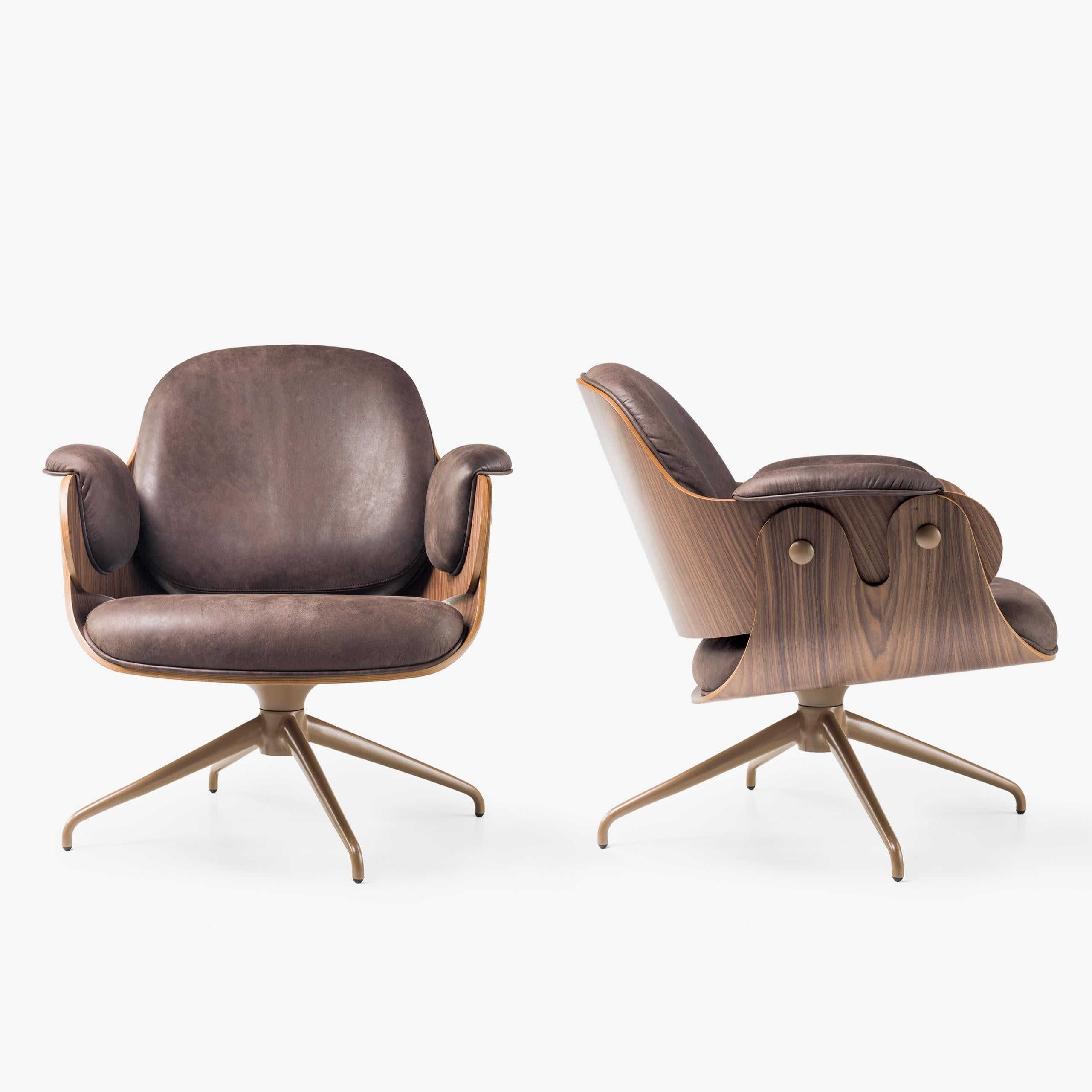 Spanish Jaime Hayon, Contemporary, Plywood Walnut Leather Low Lounger Armchair For Sale