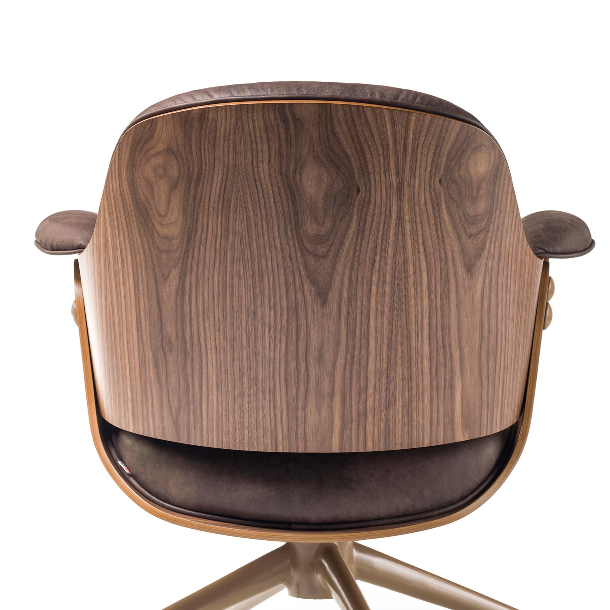 Jaime Hayon, Contemporary, Plywood Walnut Leather Low Lounger Armchair For Sale 3