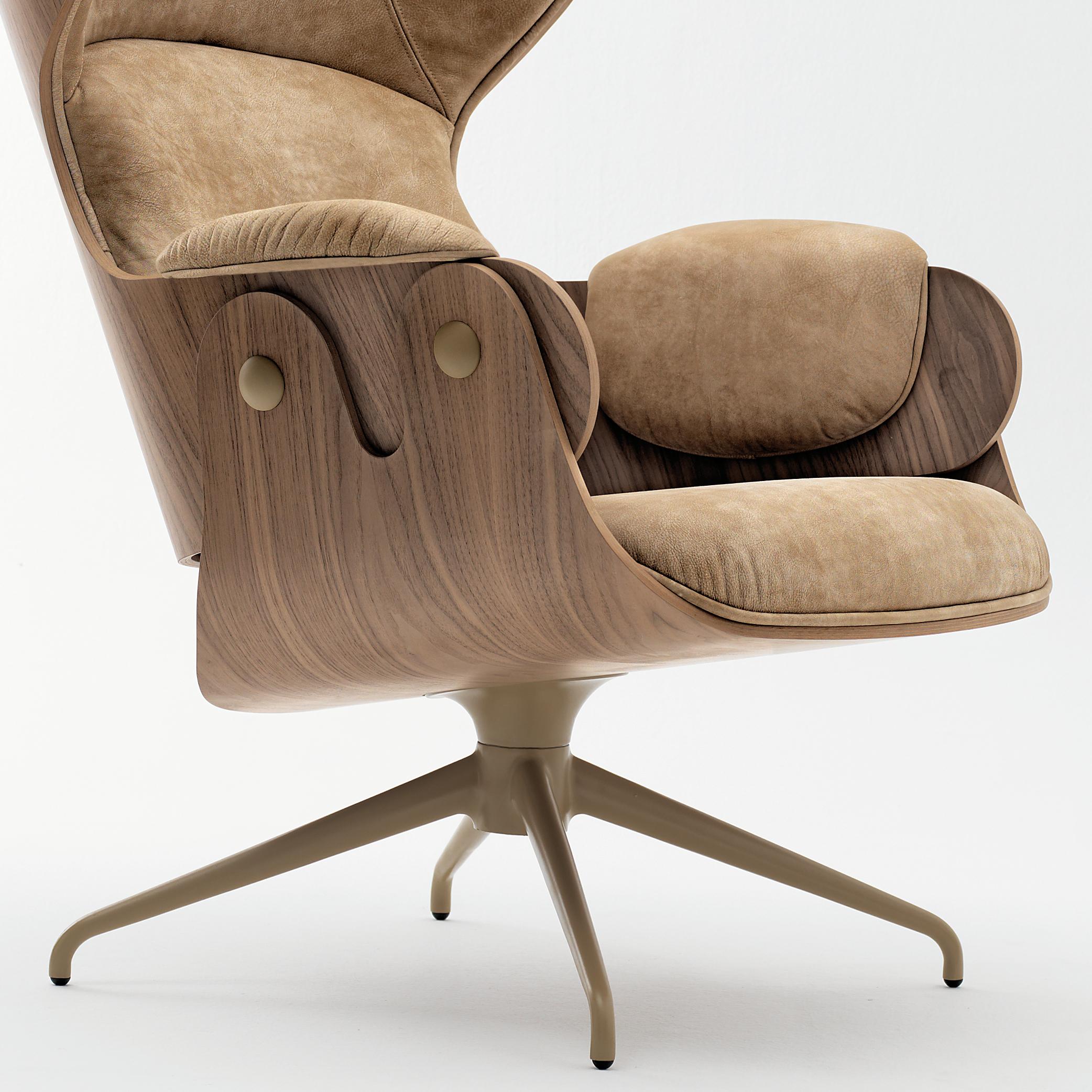 Aluminum Jaime Hayon, Contemporary, Plywood Walnut Leather Upholstery Lounger Armchair