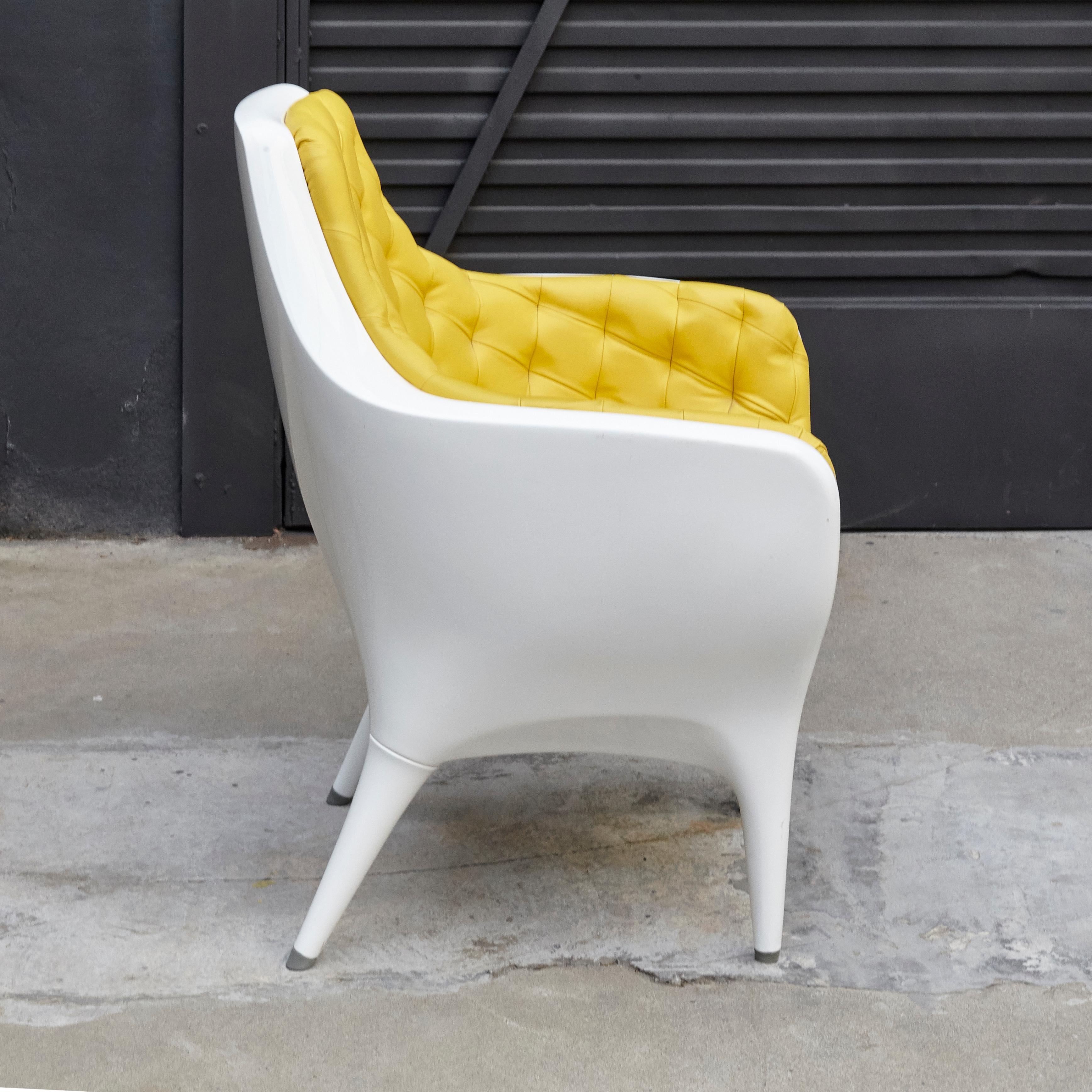 Mid-Century Modern Jaime Hayon Contemporary Showtime Armchair Lacquered White and Yellow
