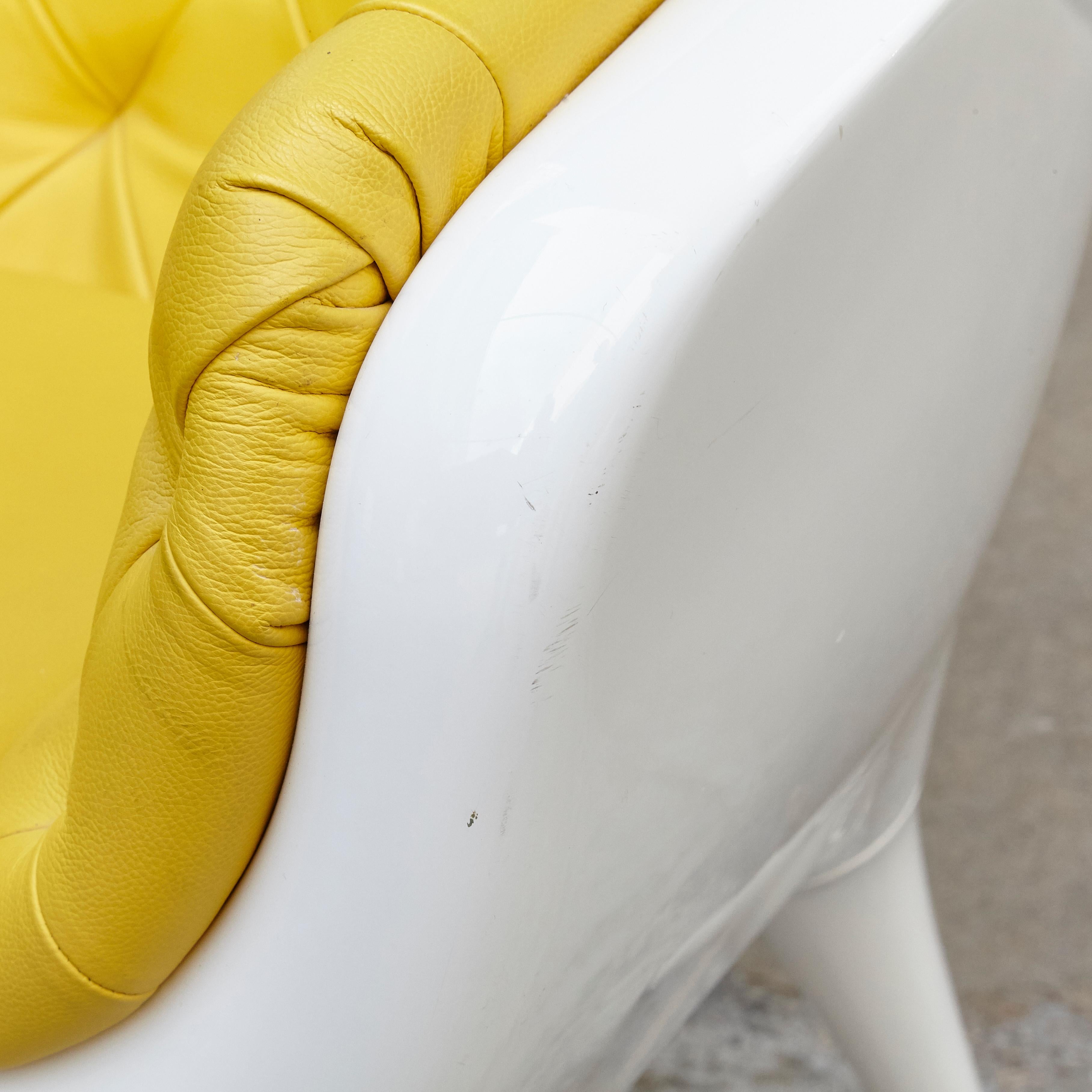 Jaime Hayon Contemporary Showtime Armchair Lacquered White and Yellow 4