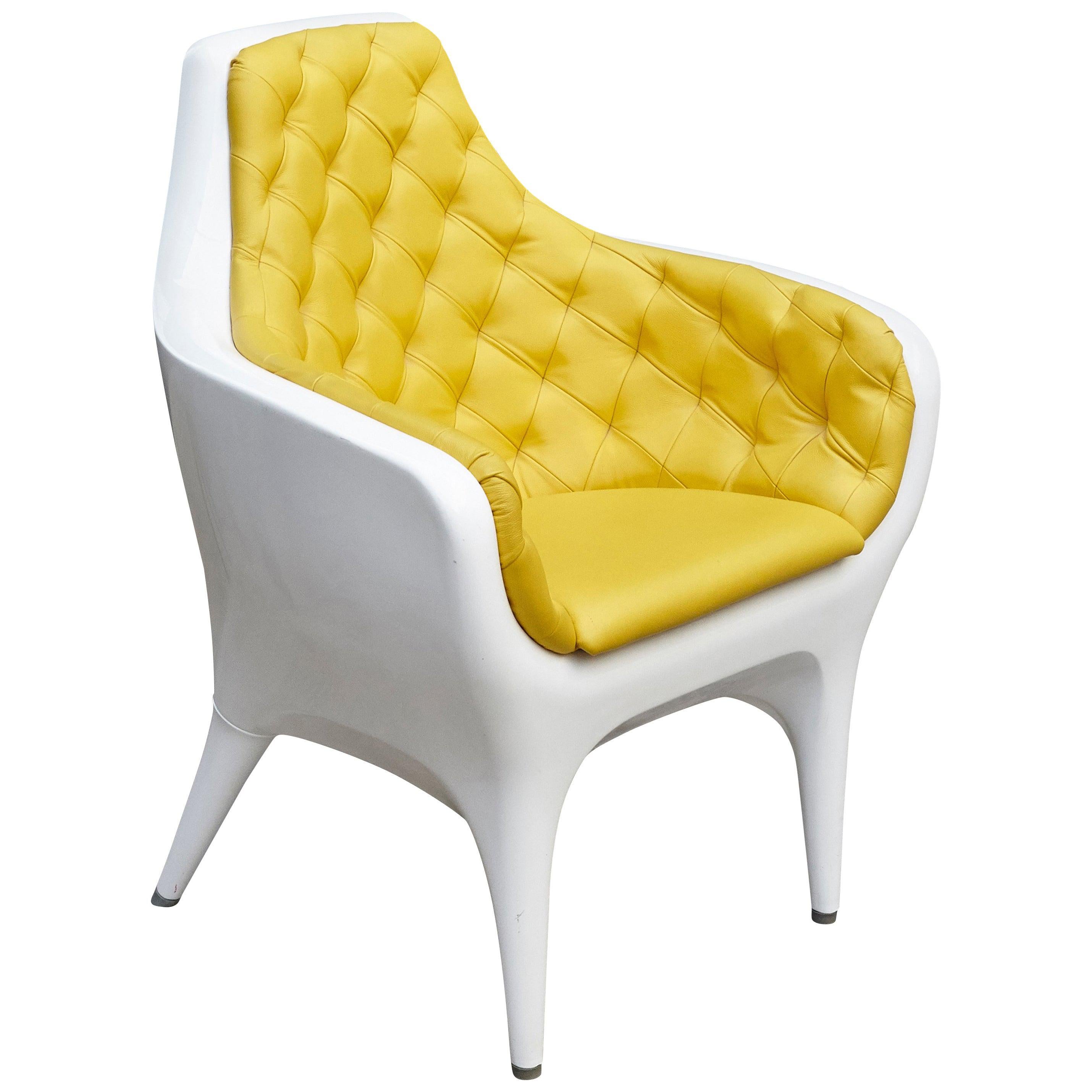 Jaime Hayon Contemporary Showtime Armchair Lacquered White and Yellow