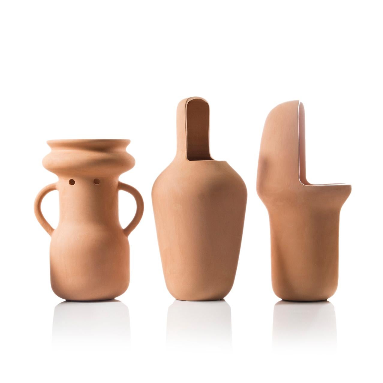 Spanish Jaime Hayon Contemporary Terracotta Set of Gardenias Big Vases