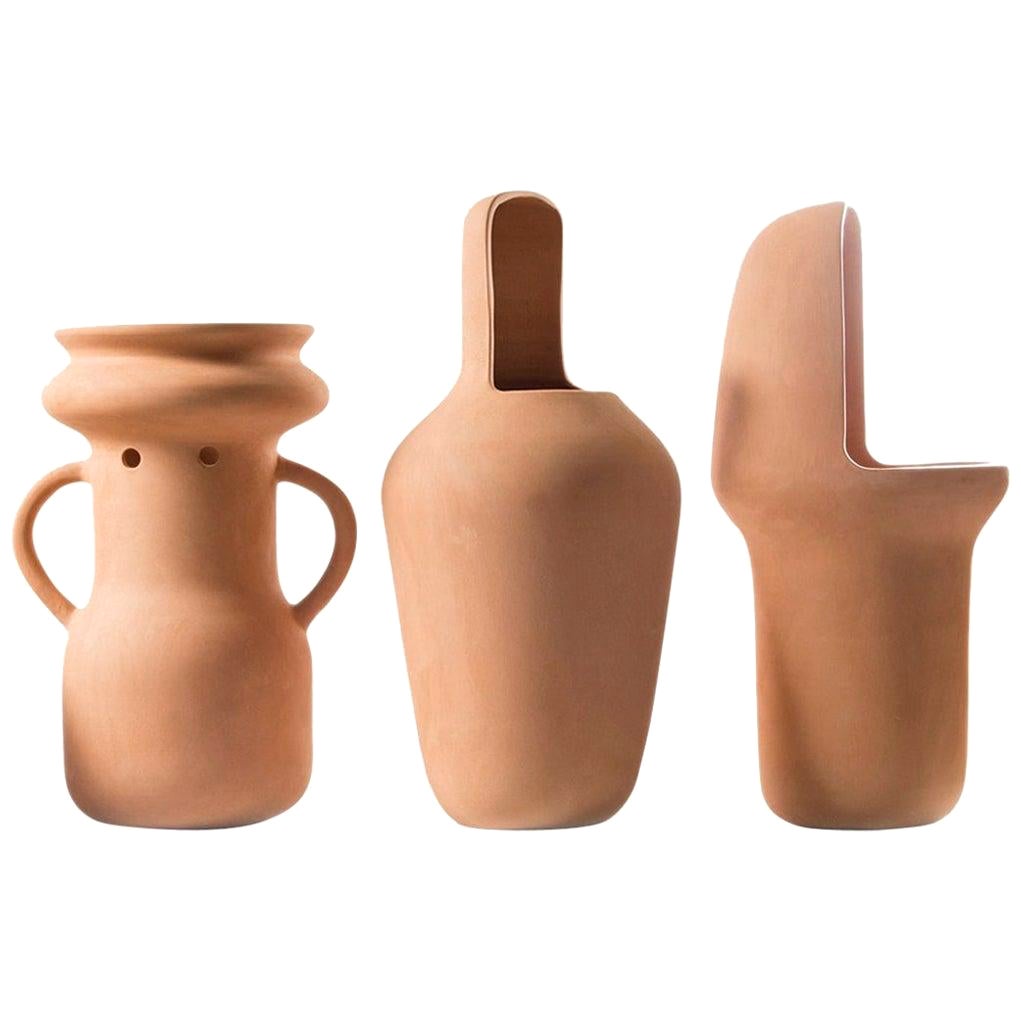 Jaime Hayon Zeitgenössisches Terrakotta-Set von Gardenias Großen Vasen  im Angebot
