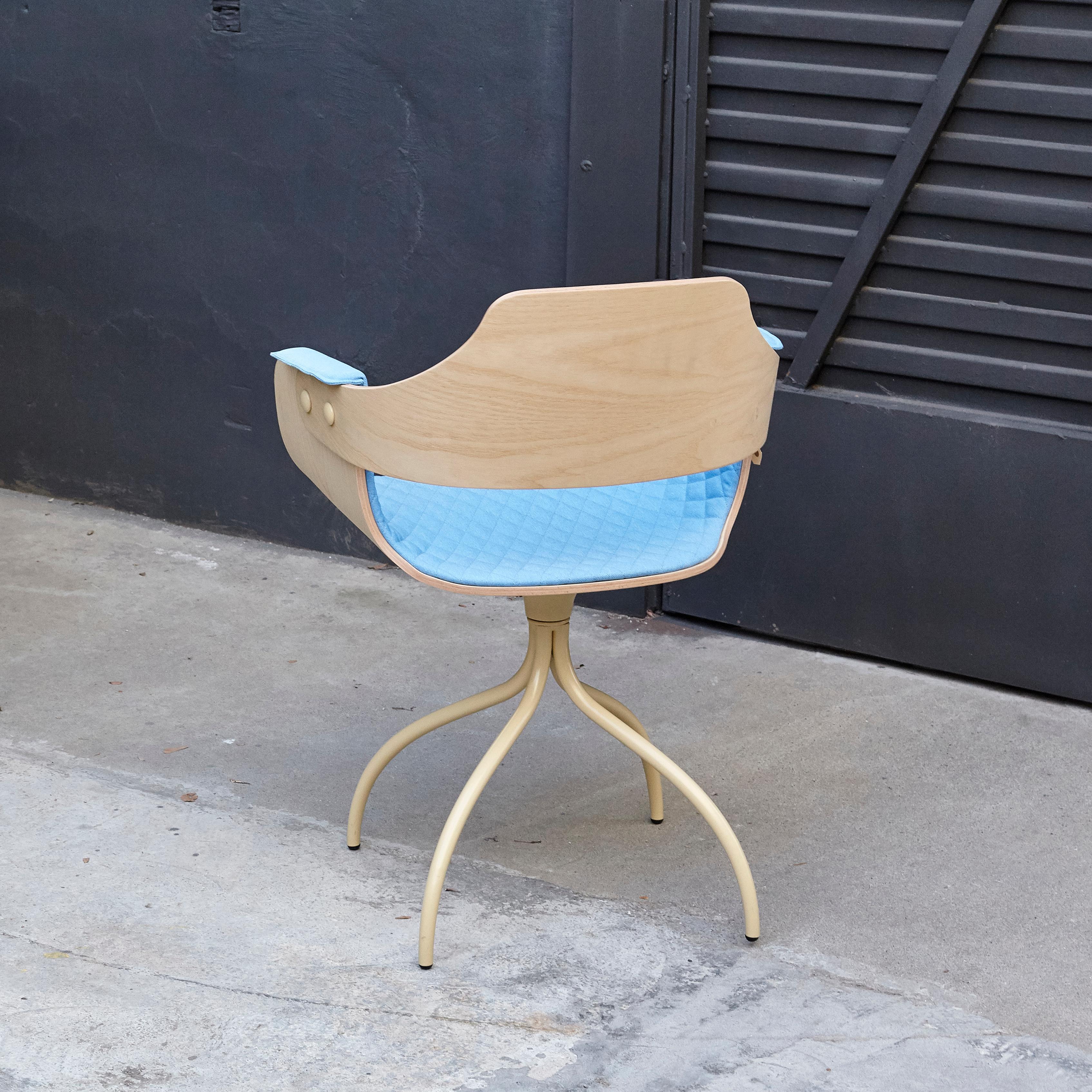 Modern Jaime Hayon, Contemporary Upholstered Blue Wood Chair Showtime by BD Barcelona